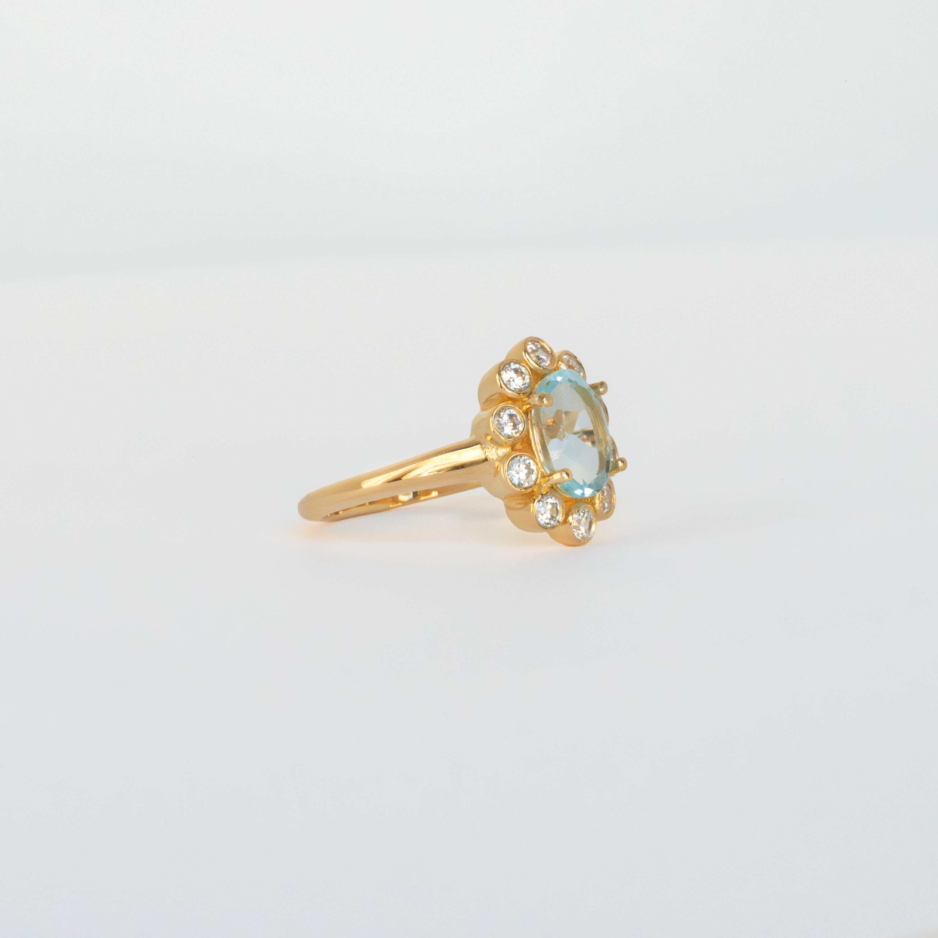 Blue Topaz Ring Floral design, flower jewelry for women, engagement wedding rings, Anniversary gifts for wife, mother's day gifts for mom, flower motif themed jewelry
