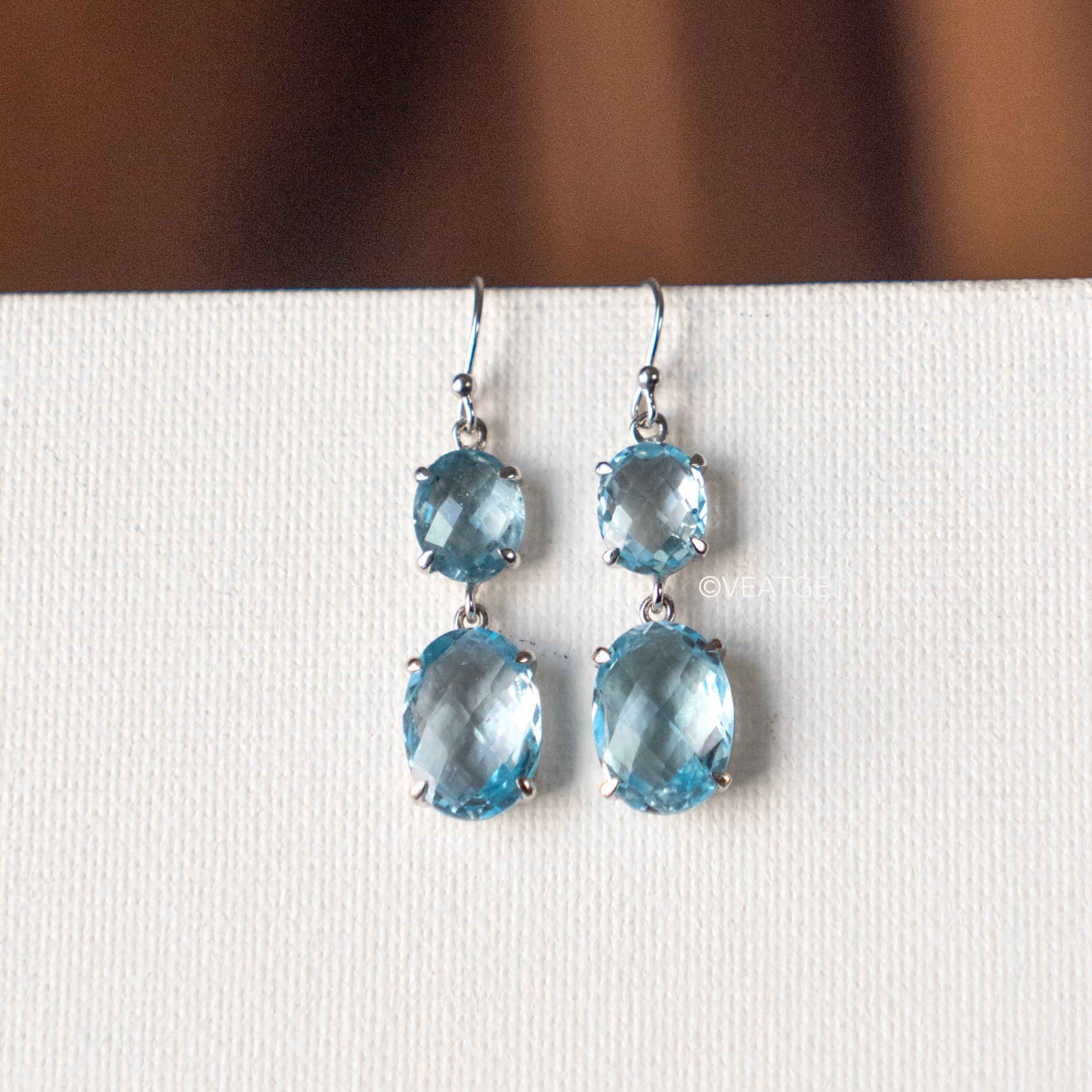 Blue Topaz Statement Earrings in 925 Silver, Anti Tarnish Dangle Drop Summer Earrings, Natural December Birthstone, Bridal Wedding Earrings, Dusty Blue Drop Earrings Wedding Jewelry for Women, Beach Wedding