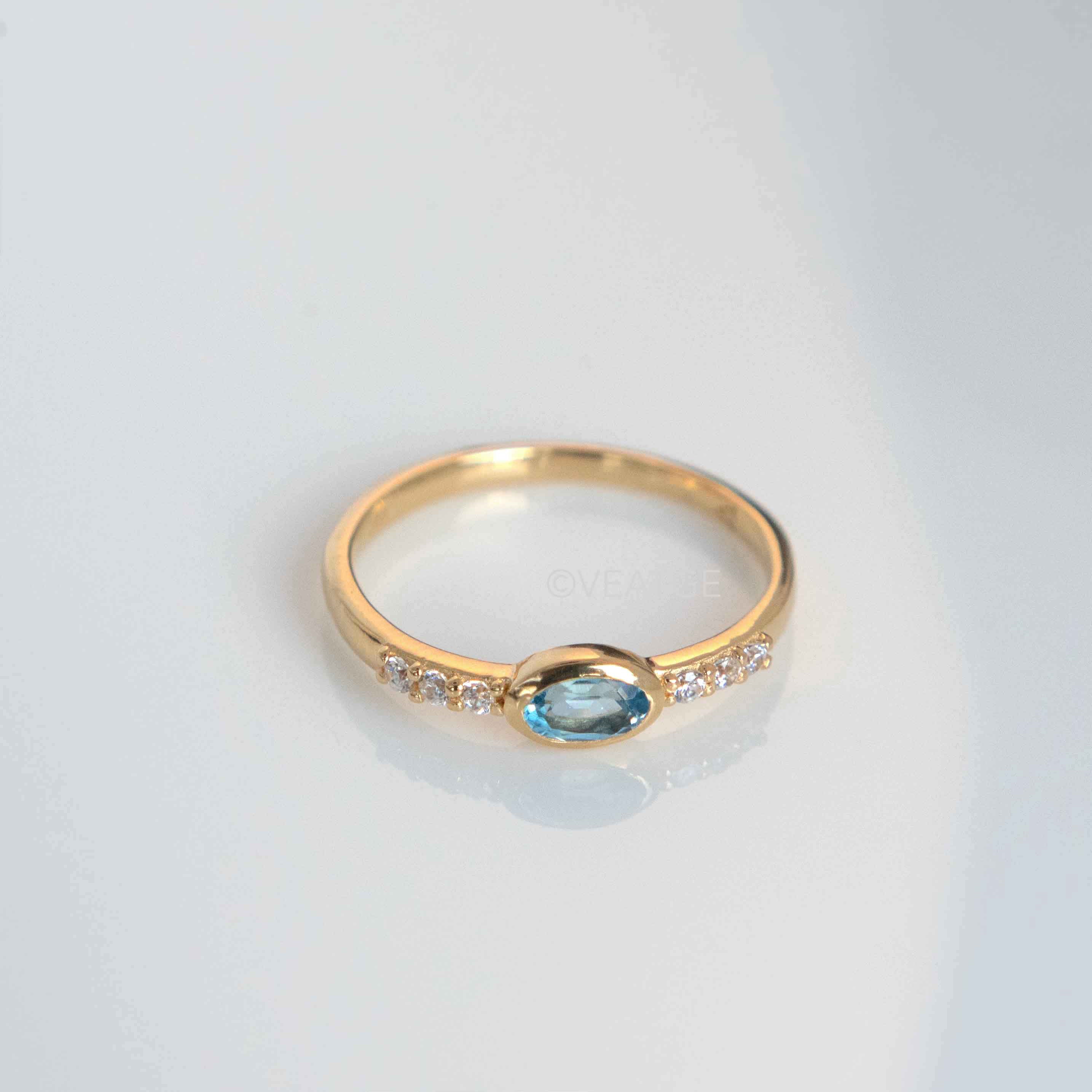December Birthstone - Swiss Blue Topaz Band Ring VEATGE