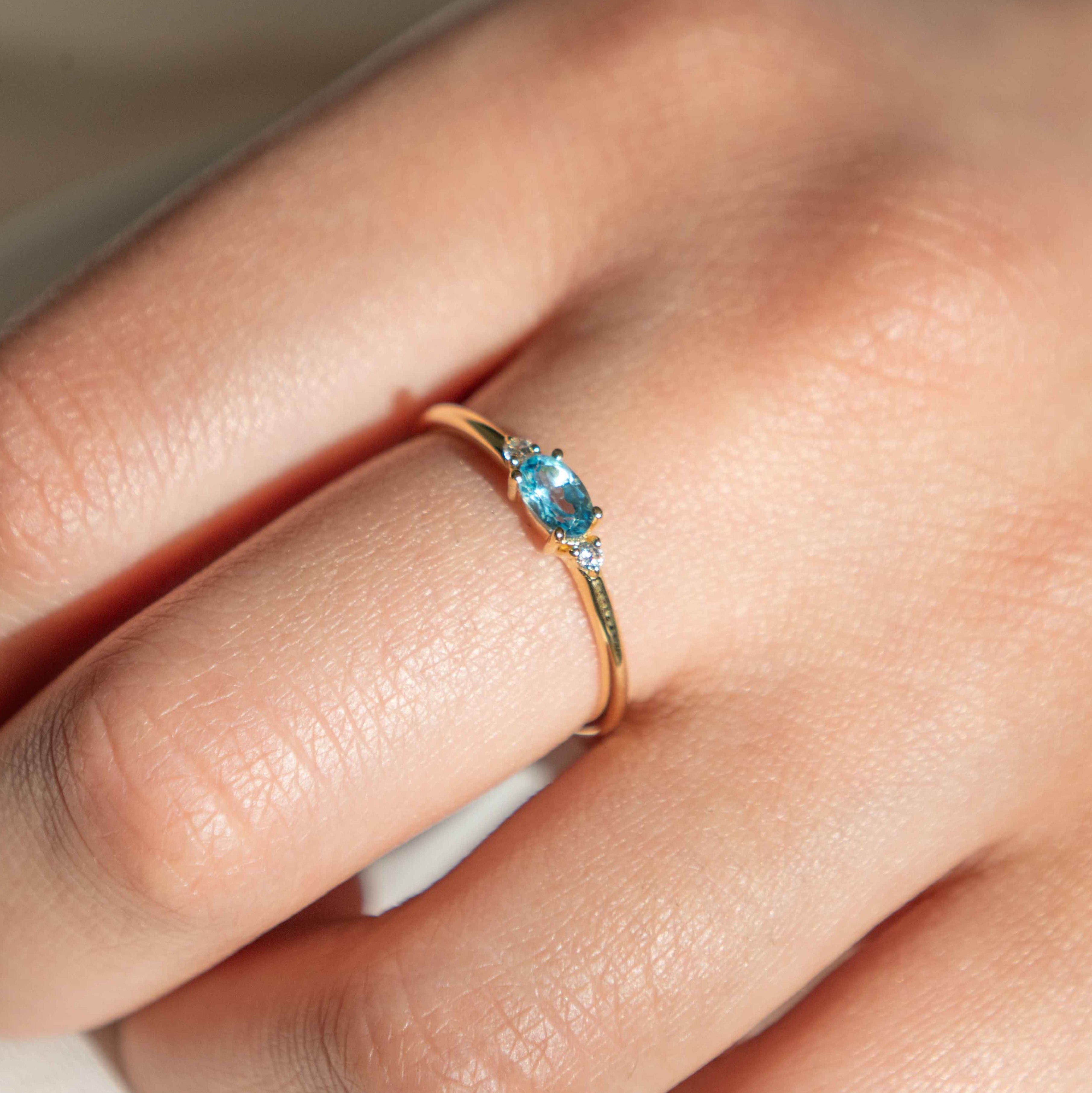 December Birthstone - Blue Topaz Stacking Ring