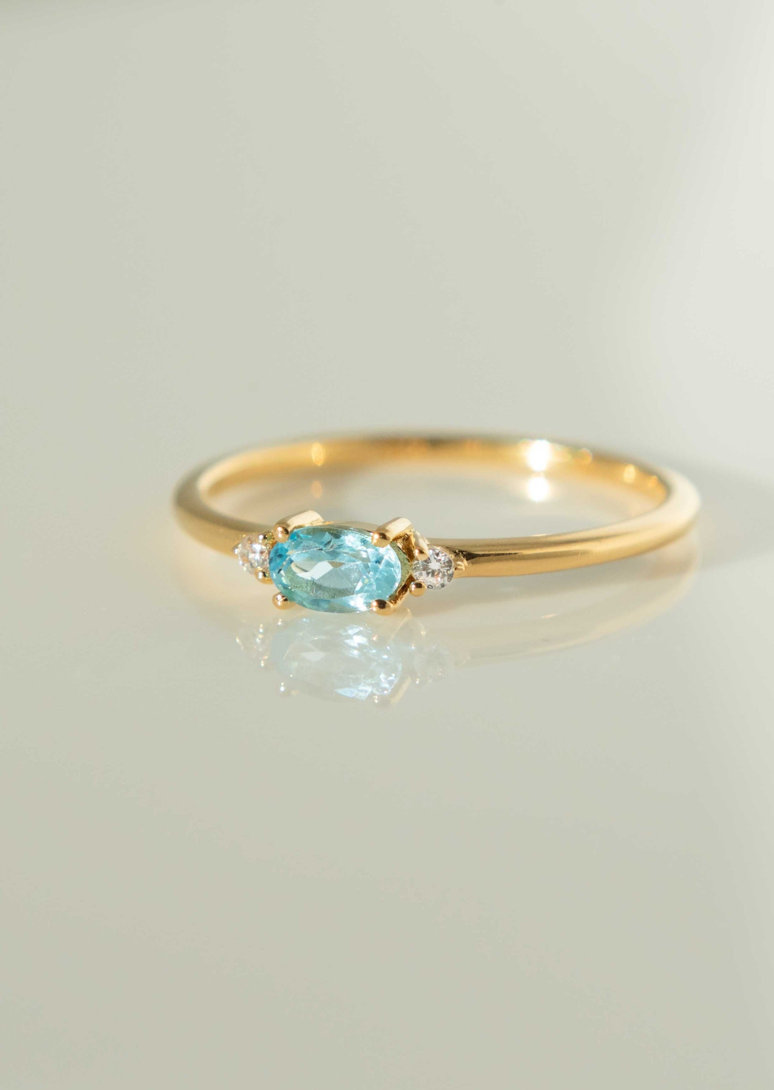 December Birthstone - Blue Topaz Stacking Ring