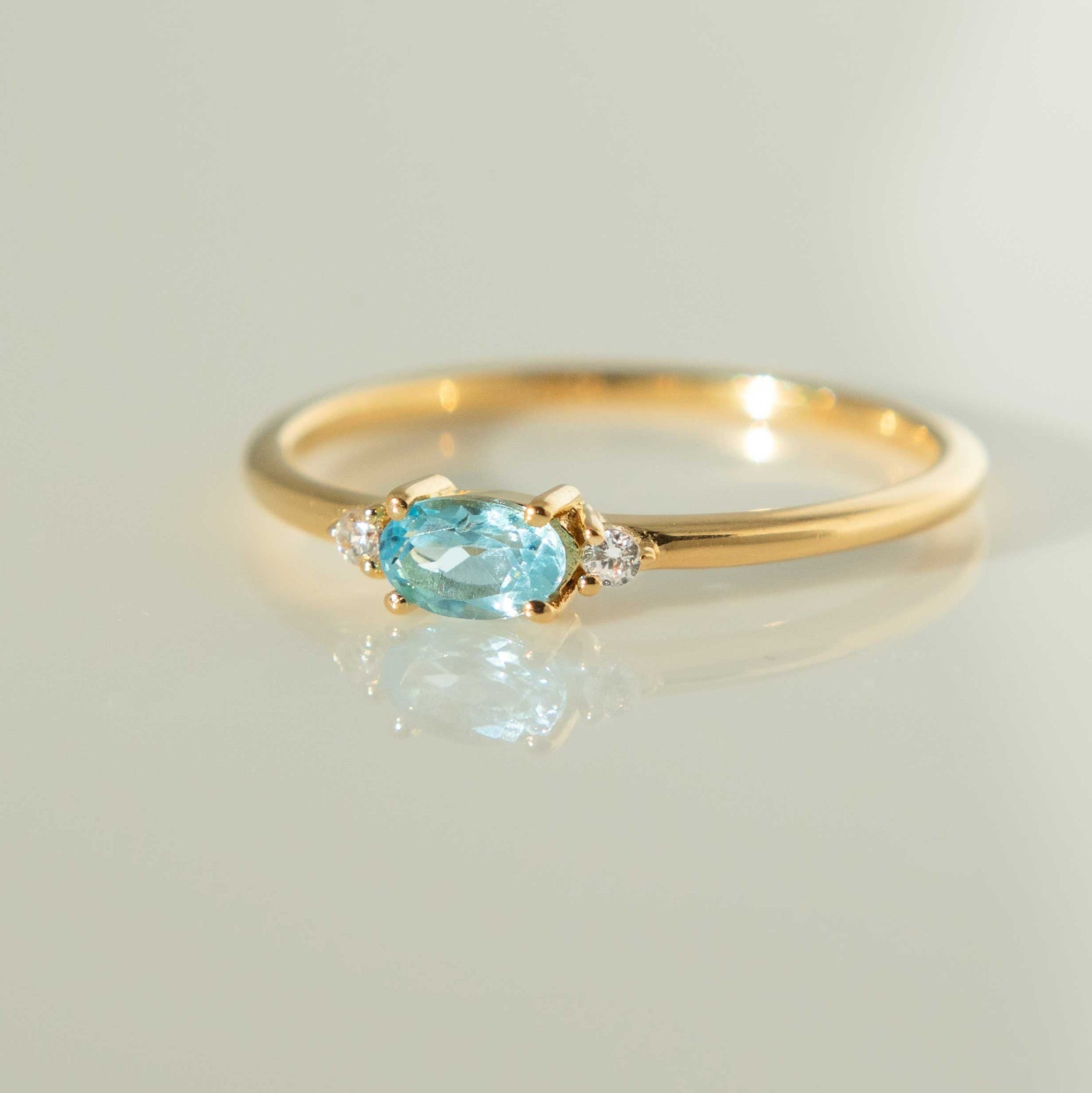December Birthstone - Blue Topaz Stacking Ring