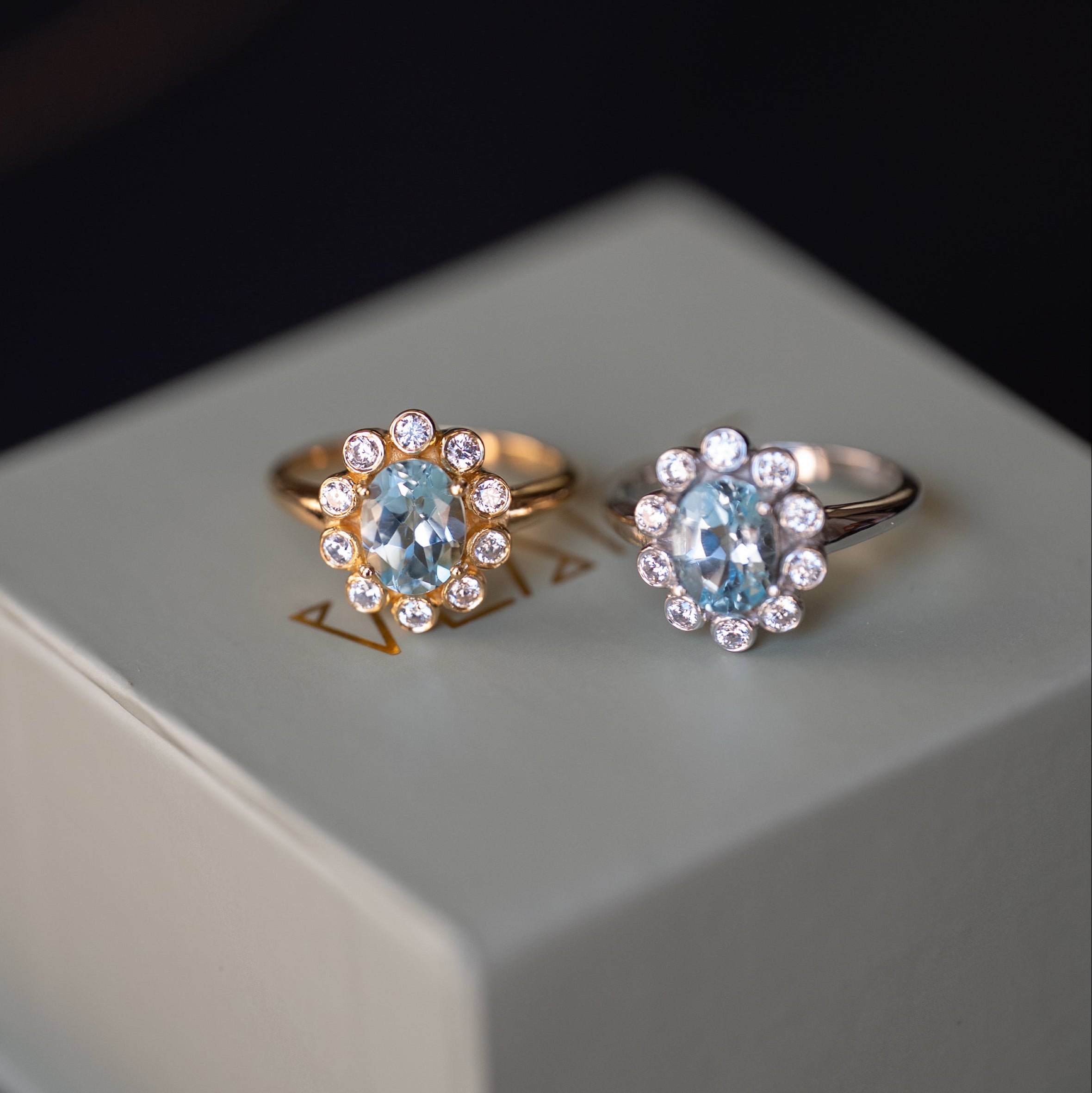 Blue Topaz Ring Floral design, flower jewelry for women, engagement wedding rings, Anniversary gifts for wife, mother's day gifts for mom, flower motif themed jewelry