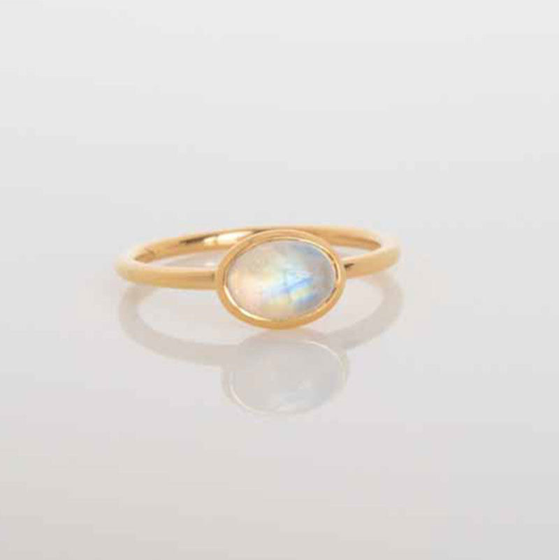 Dainty Gold Moonstone Ring Buttercup ring Veatge