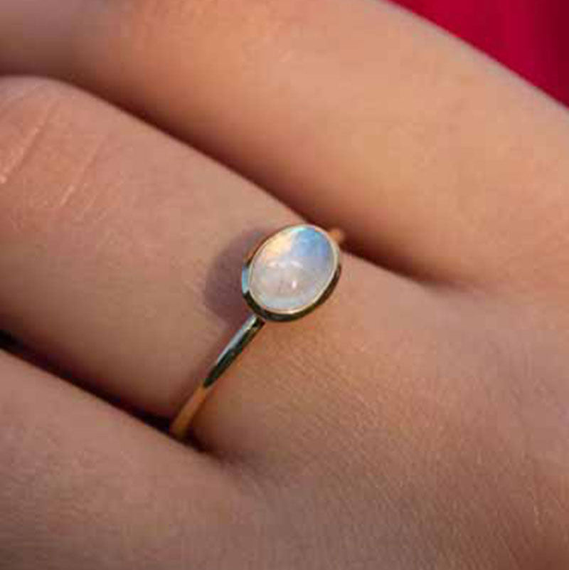 Dainty Gold Moonstone Ring Buttercup ring Veatge