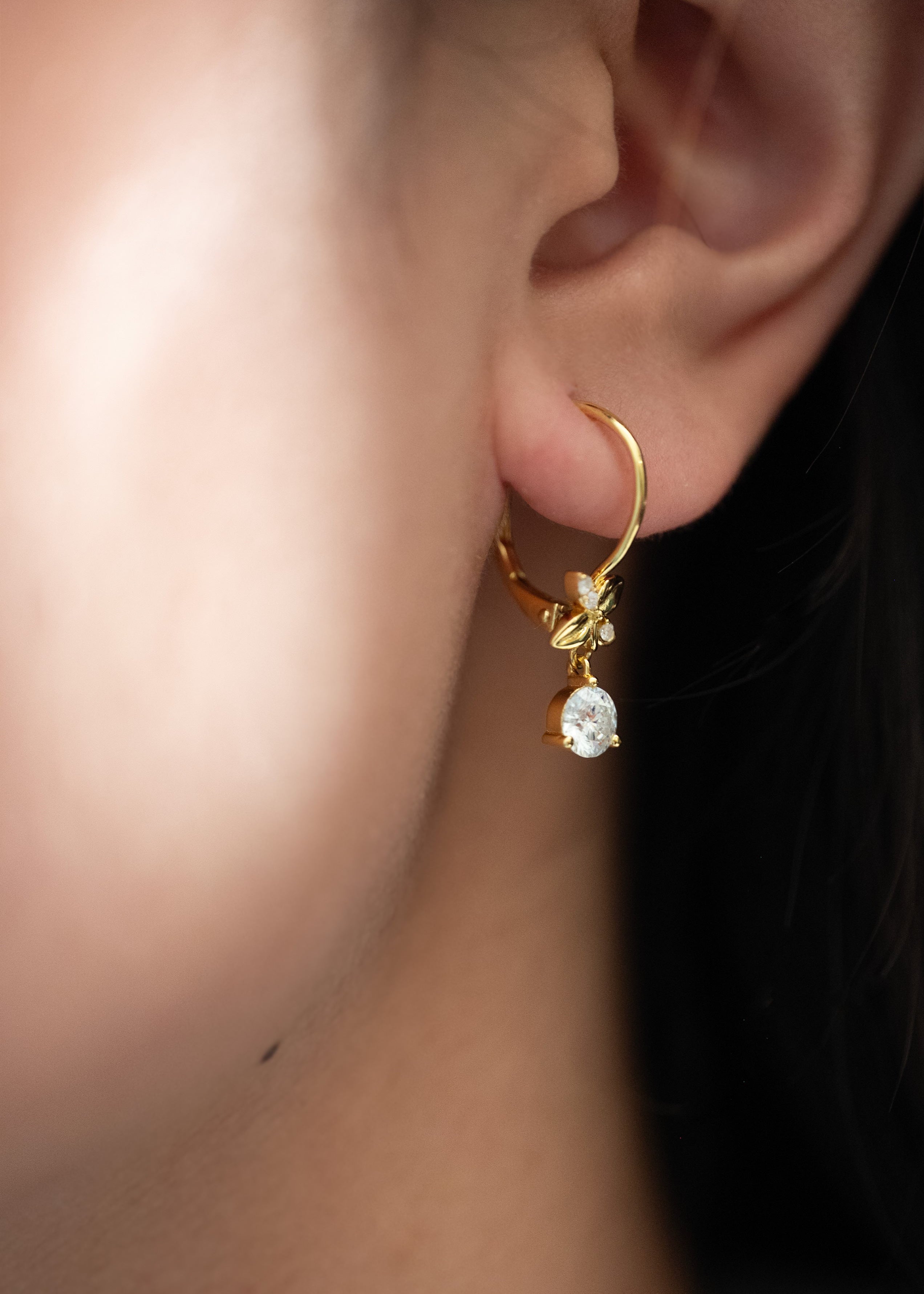 Moissanite Diamond Dangle Earrings 14k Gold