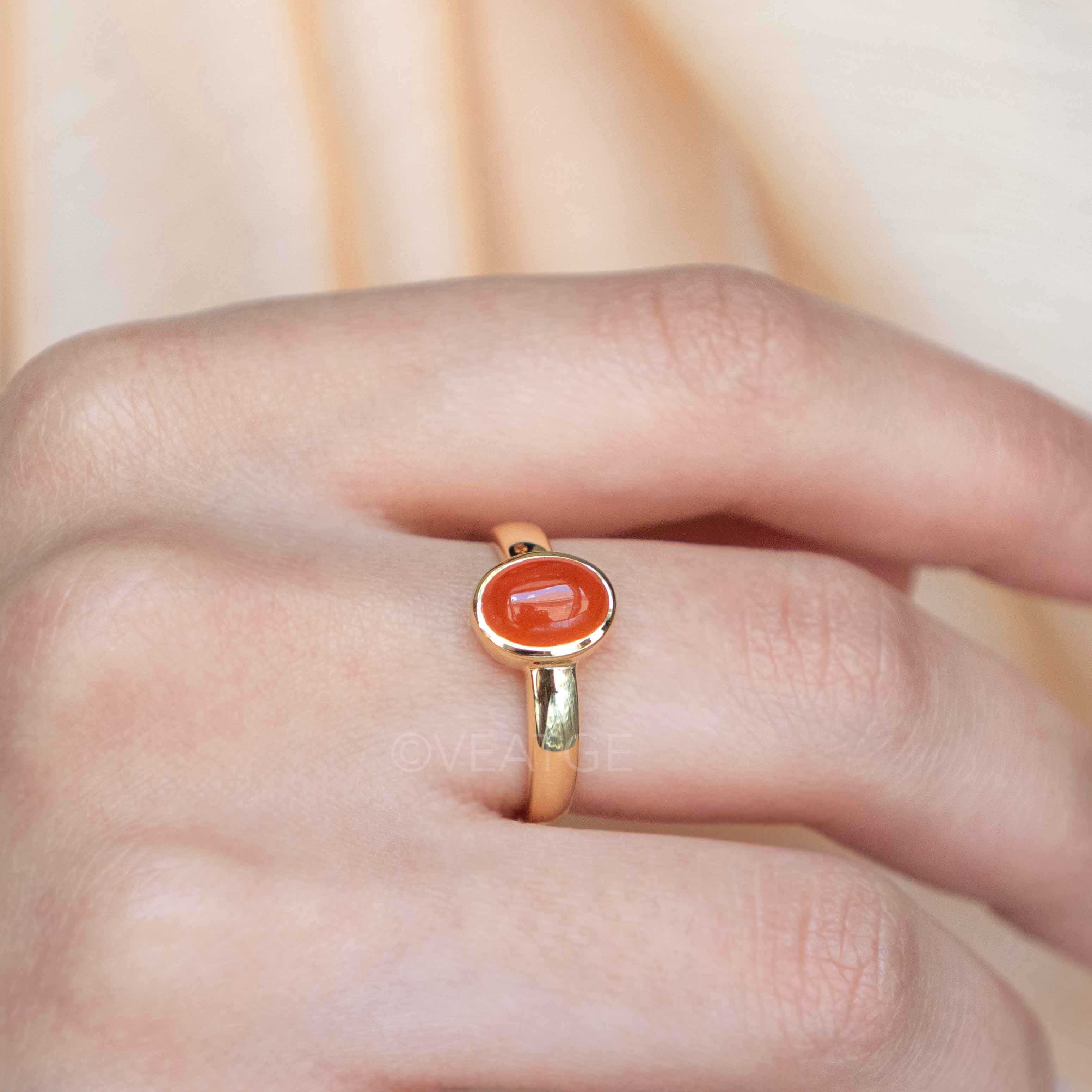 Real Carnelian Ring gold