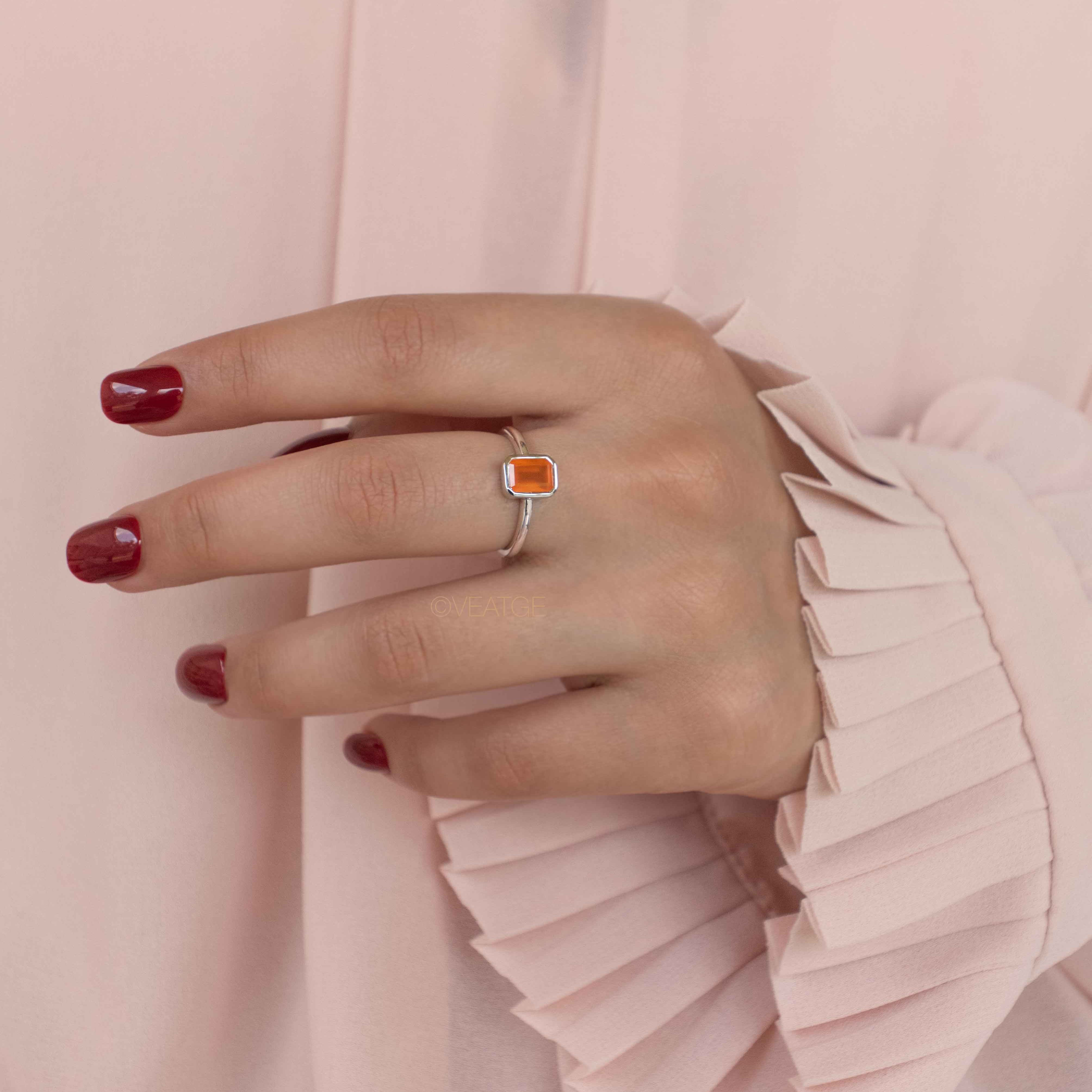 Pure Carnelian Ring sterling silver, High Grade Natural Gemstone Ring, Unisex Ring, Real Carnelian Ring Low Profile, Promise Ring Gifts