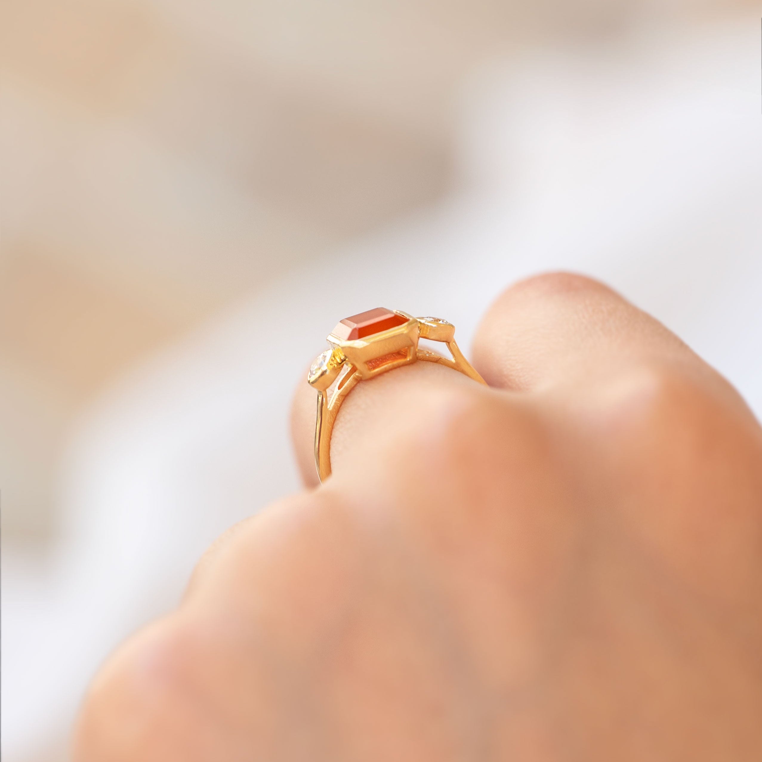 Natural Carnelian Statement Ring Gold, High Grade Real Carnelian Gemstone, Unique Modern Unisex Ring, Birthday Gifts for Him, Gift for Her, Real Carnelian Ring, Pure Carnelian Ring, Raw Carnelian Ring