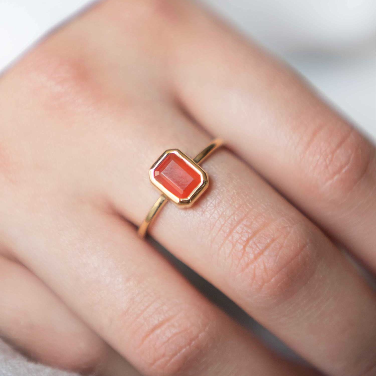 Pure Carnelian Ring 14k Gold Vermeil, High Grade Natural Gemstone Ring, Unisex Ring, Real Carnelian Ring Low Profile, Promise Ring Gifts