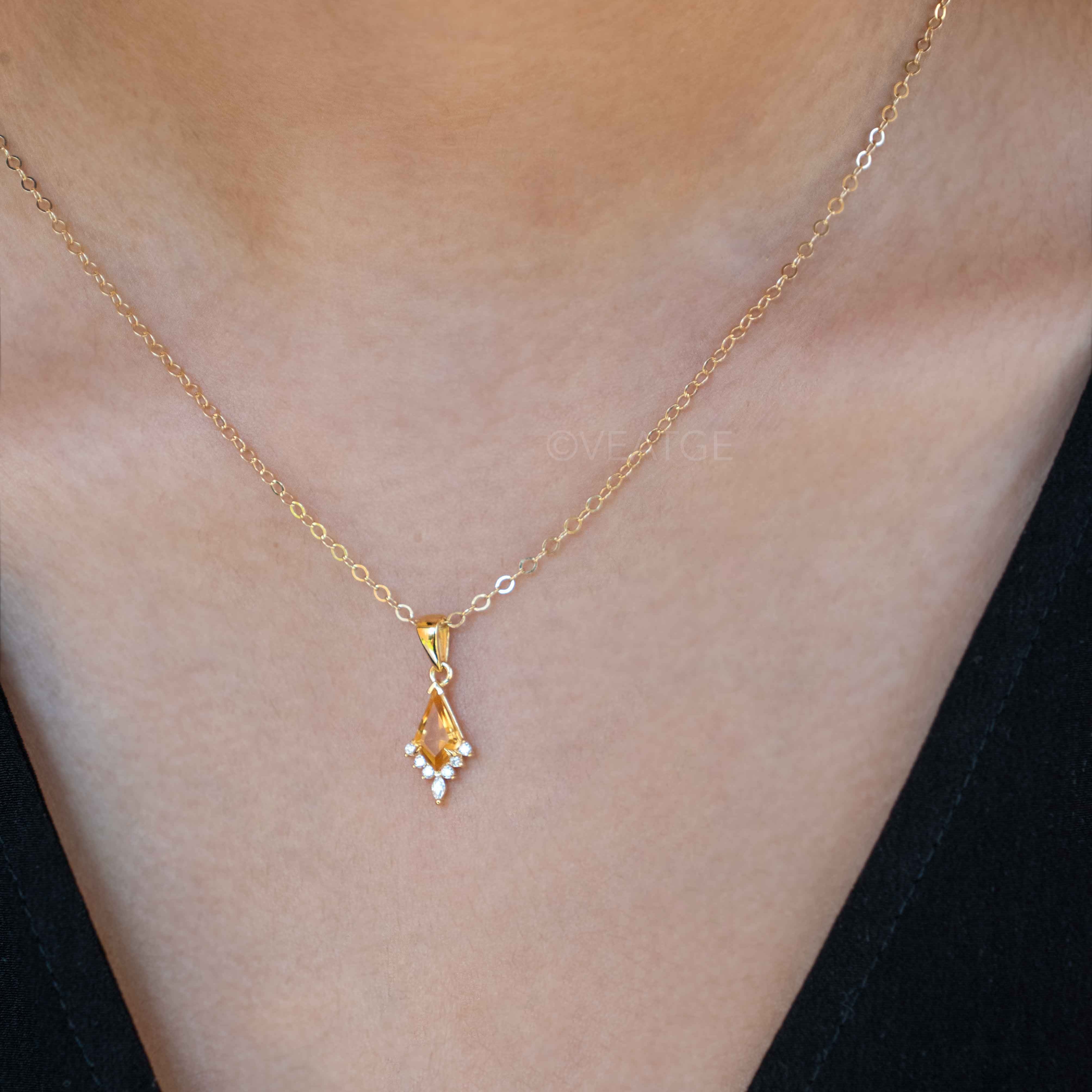Citrine Gold Necklace November Birthstone Gifts for Women Birthday, Gift for Girls, Wife, Mom, Sister, Best friend