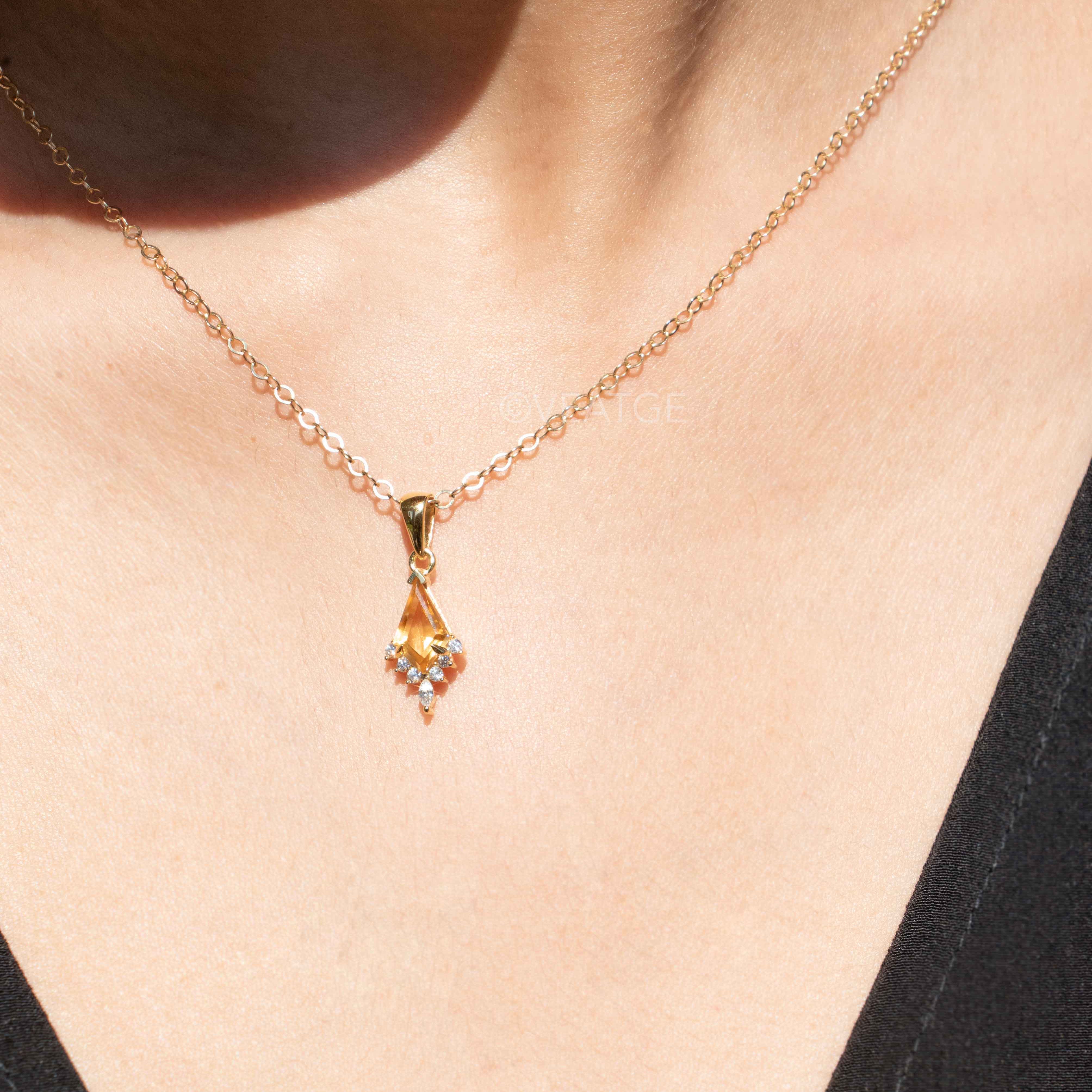 Citrine Gold Necklace November Birthstone Gifts for Women Birthday, Gift for Girls, Wife, Mom, Sister, Best friend