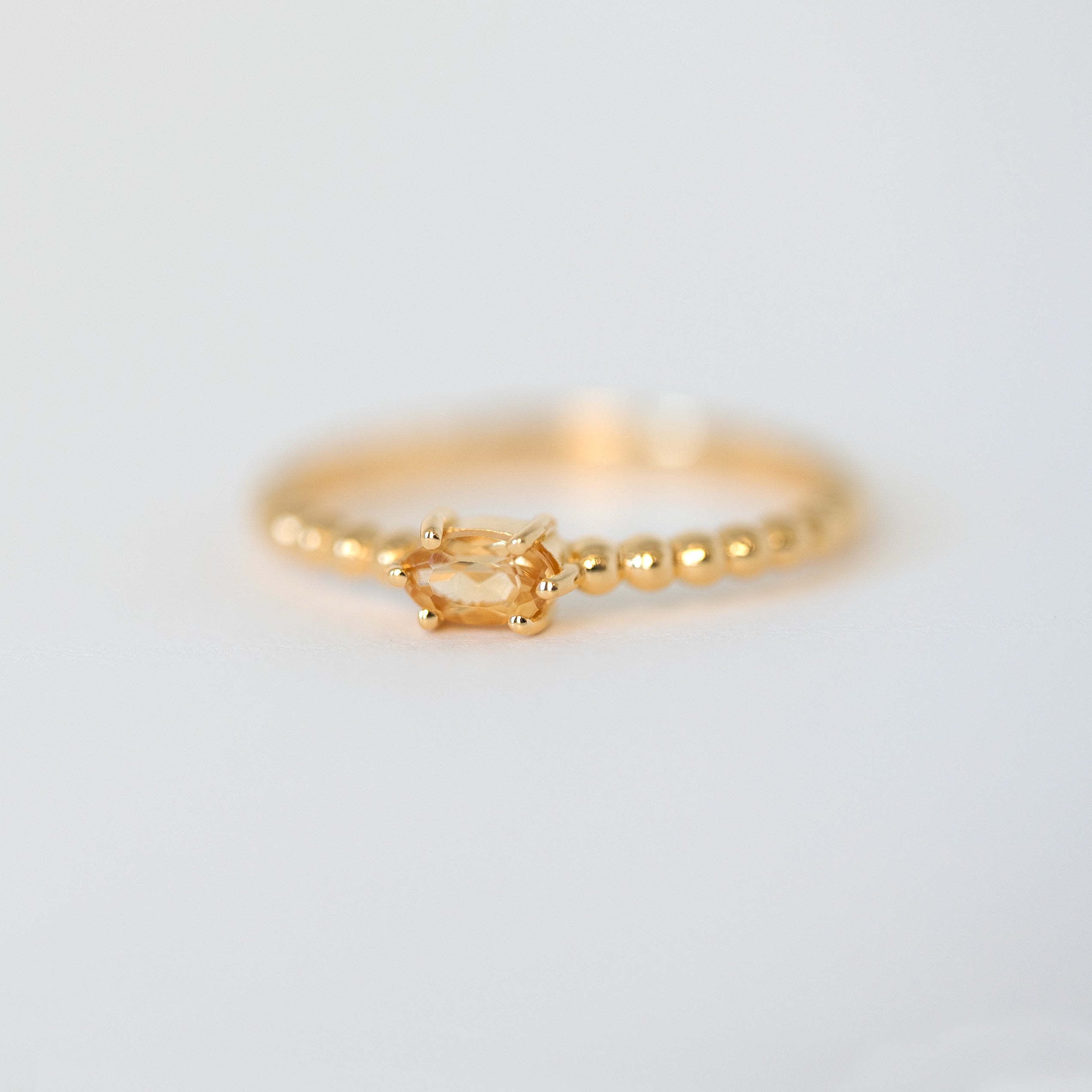 Natural Citrine Gemstone Beaded Ring, Genuine Gemstone, November Birthstone Jewelry Gifts for Girls