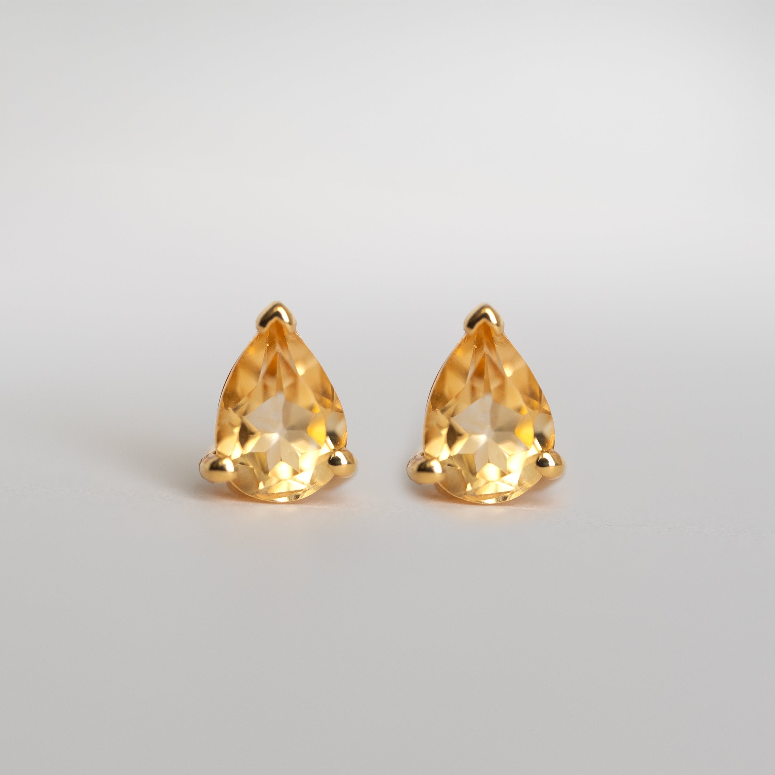 Citrine Pear Stud Earrings, November Birthstone in Natural Gemstone best Birthday Gifts for girls