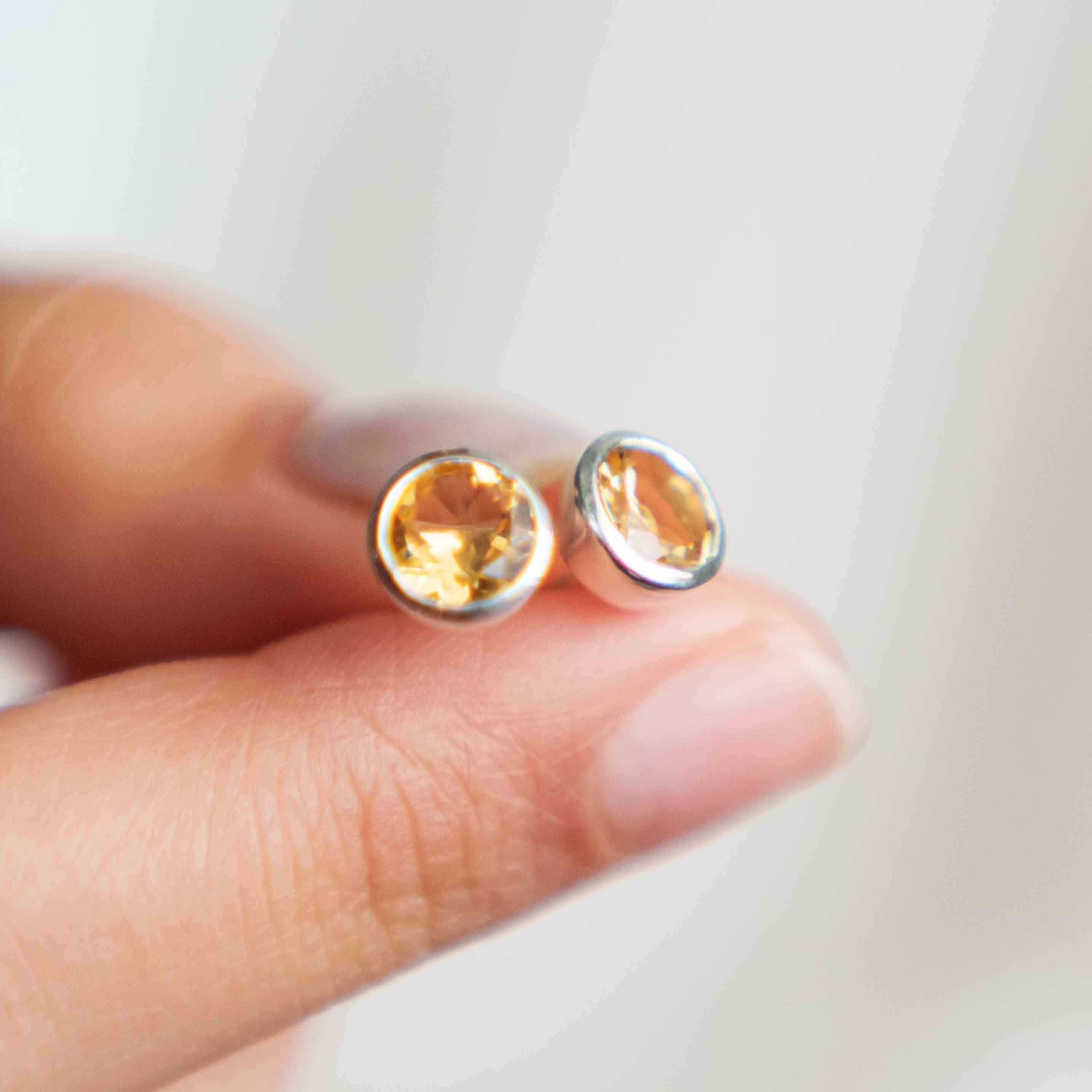 Natural Citrine Stud Earrings for Teen Girls Gifts, November Birthstone, Gift for Women