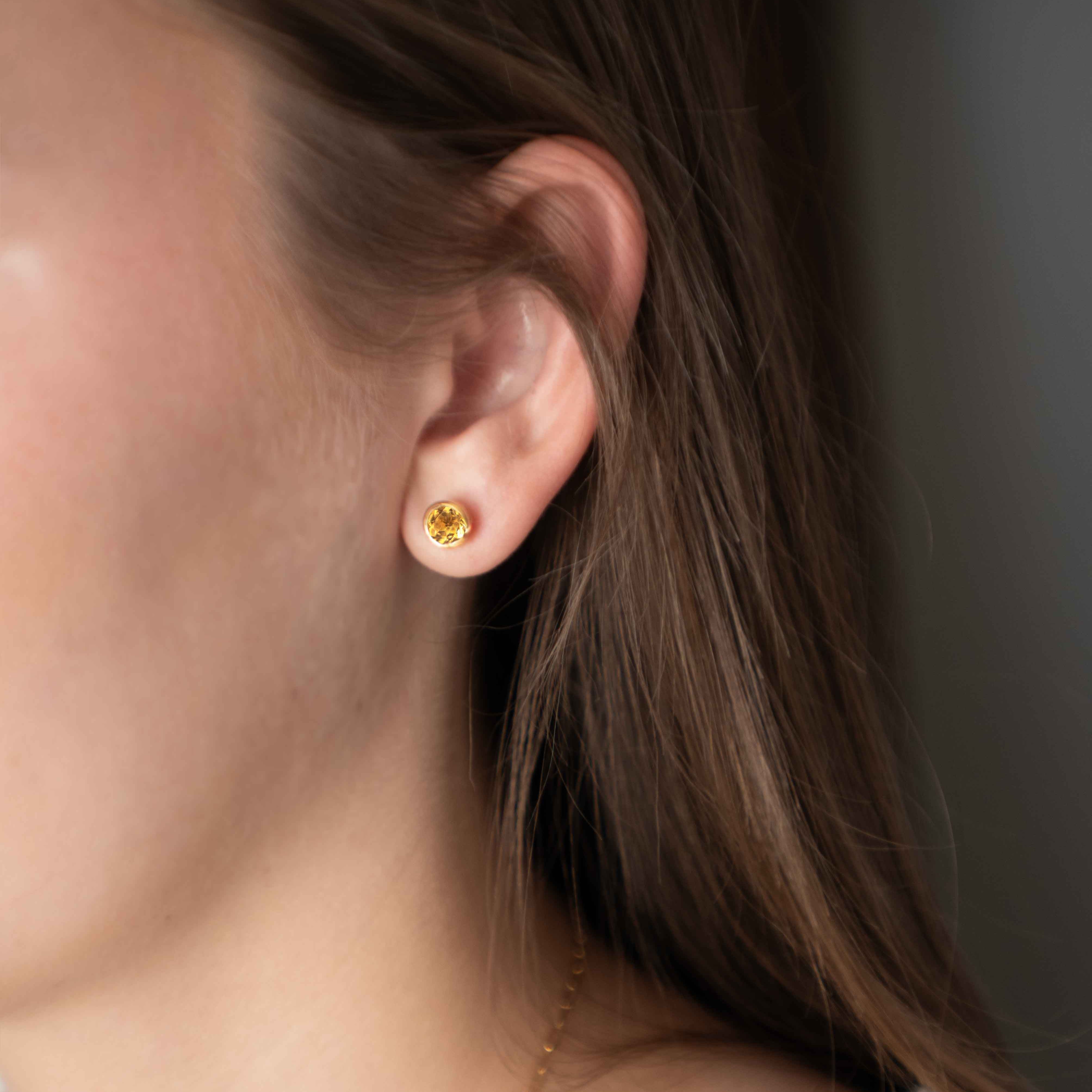 Natural Citrine Stud Earrings for Teen Girls Gifts, November Birthstone, Gift for Women