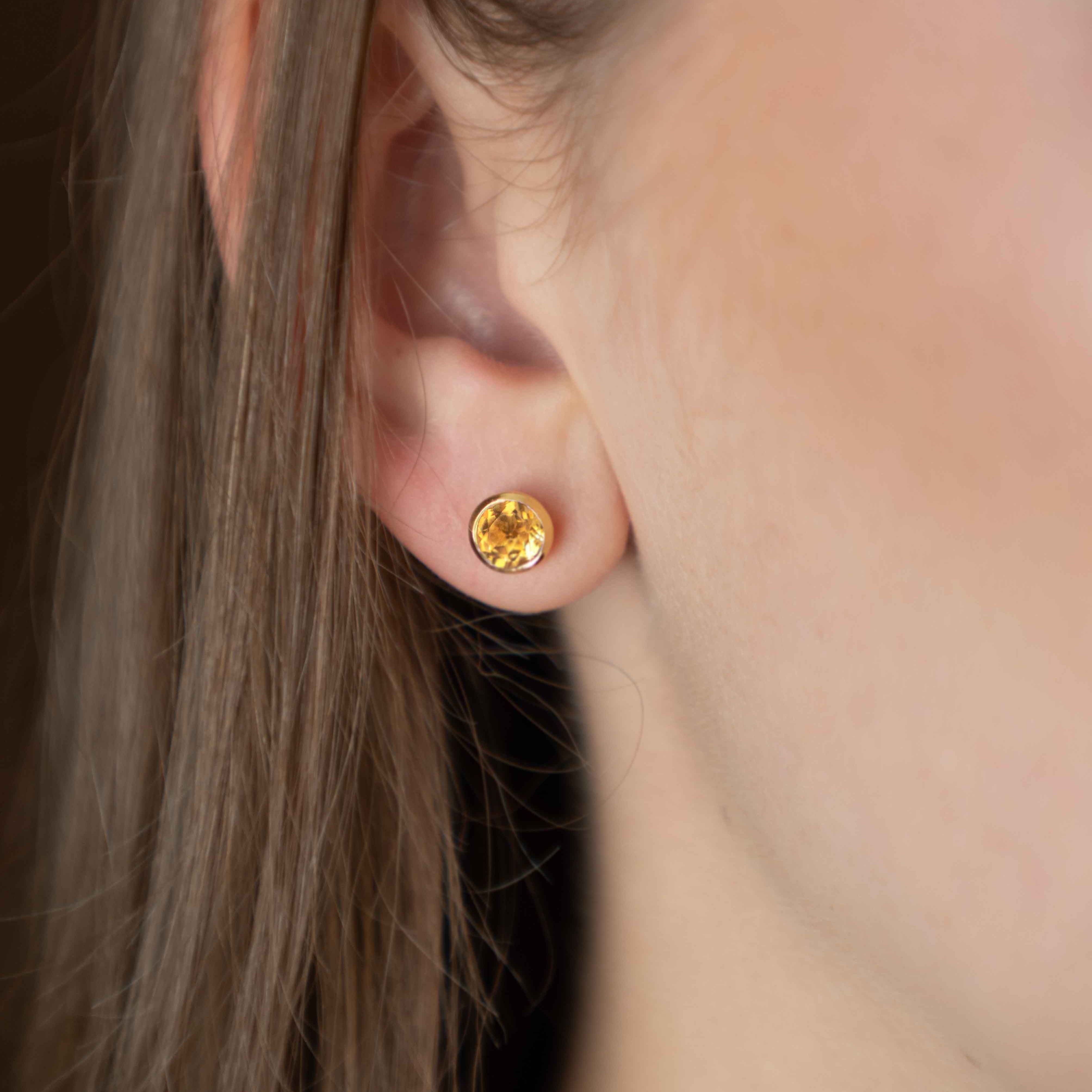 Natural Citrine Stud Earrings for Teen Girls Gifts, November Birthstone, Gift for Women