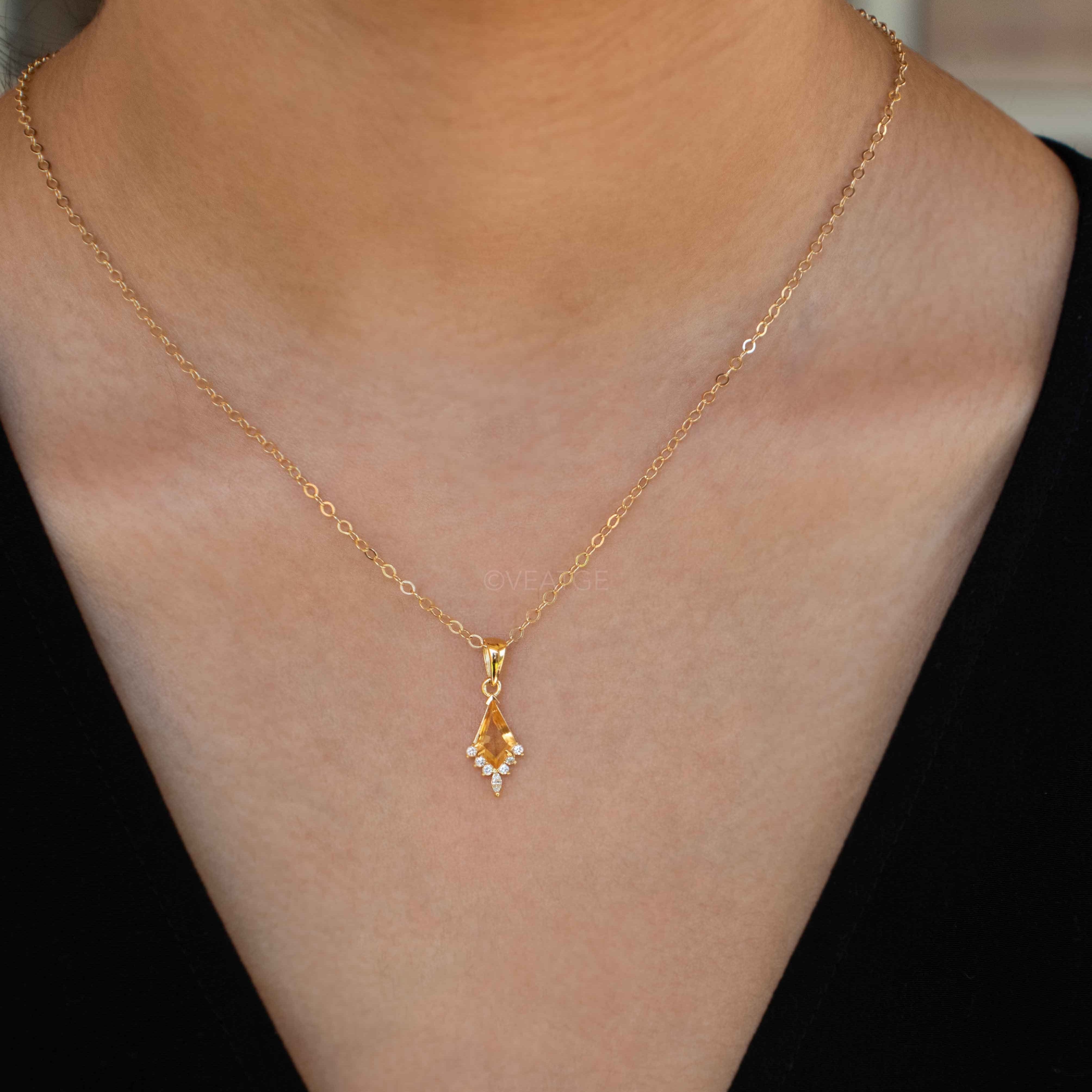 Citrine Gold Necklace November Birthstone Gifts for Women Birthday, Gift for Girls, Wife, Mom, Sister, Best friend