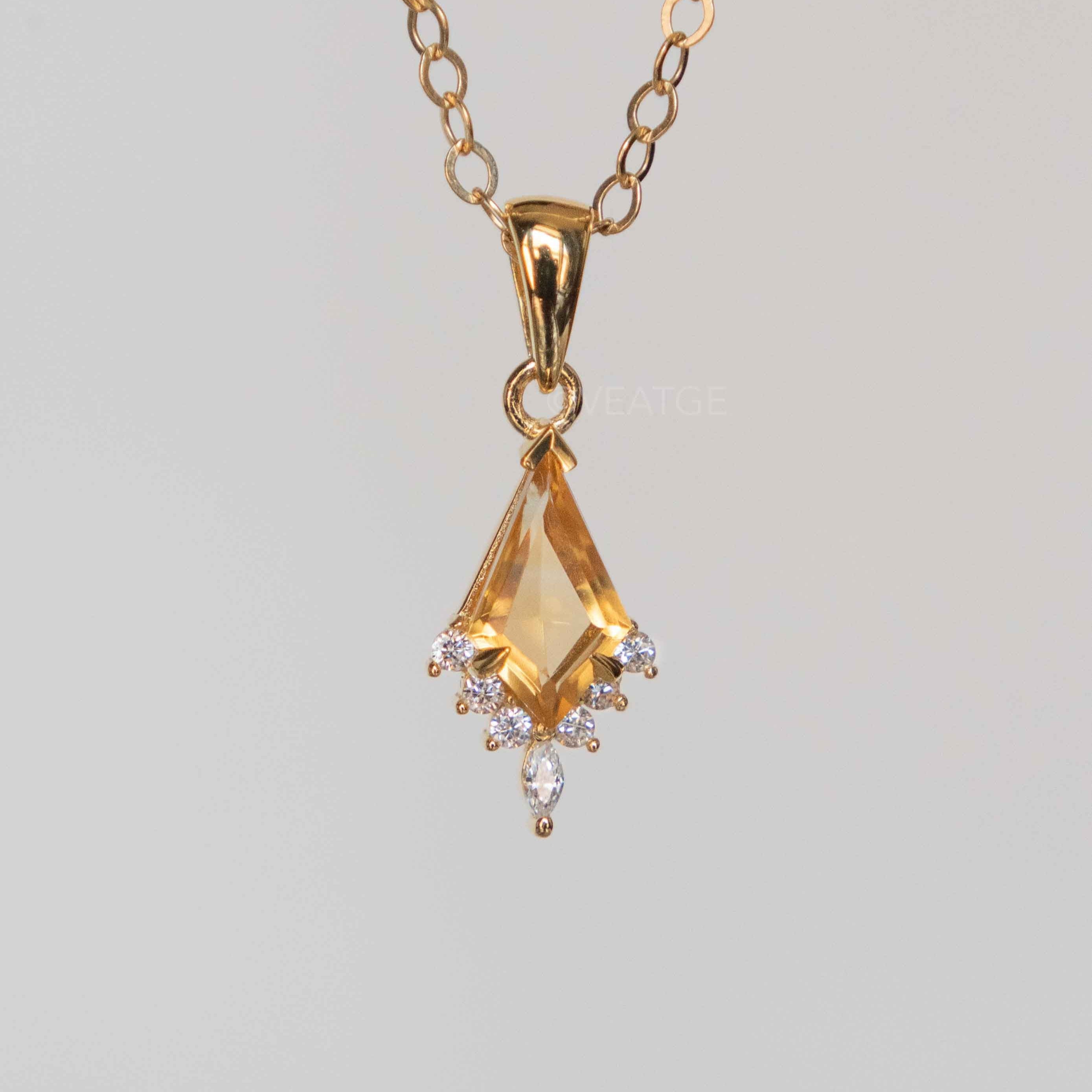Citrine Gold Necklace November Birthstone Gifts for Women Birthday, Gift for Girls, Wife, Mom, Sister, Best friend