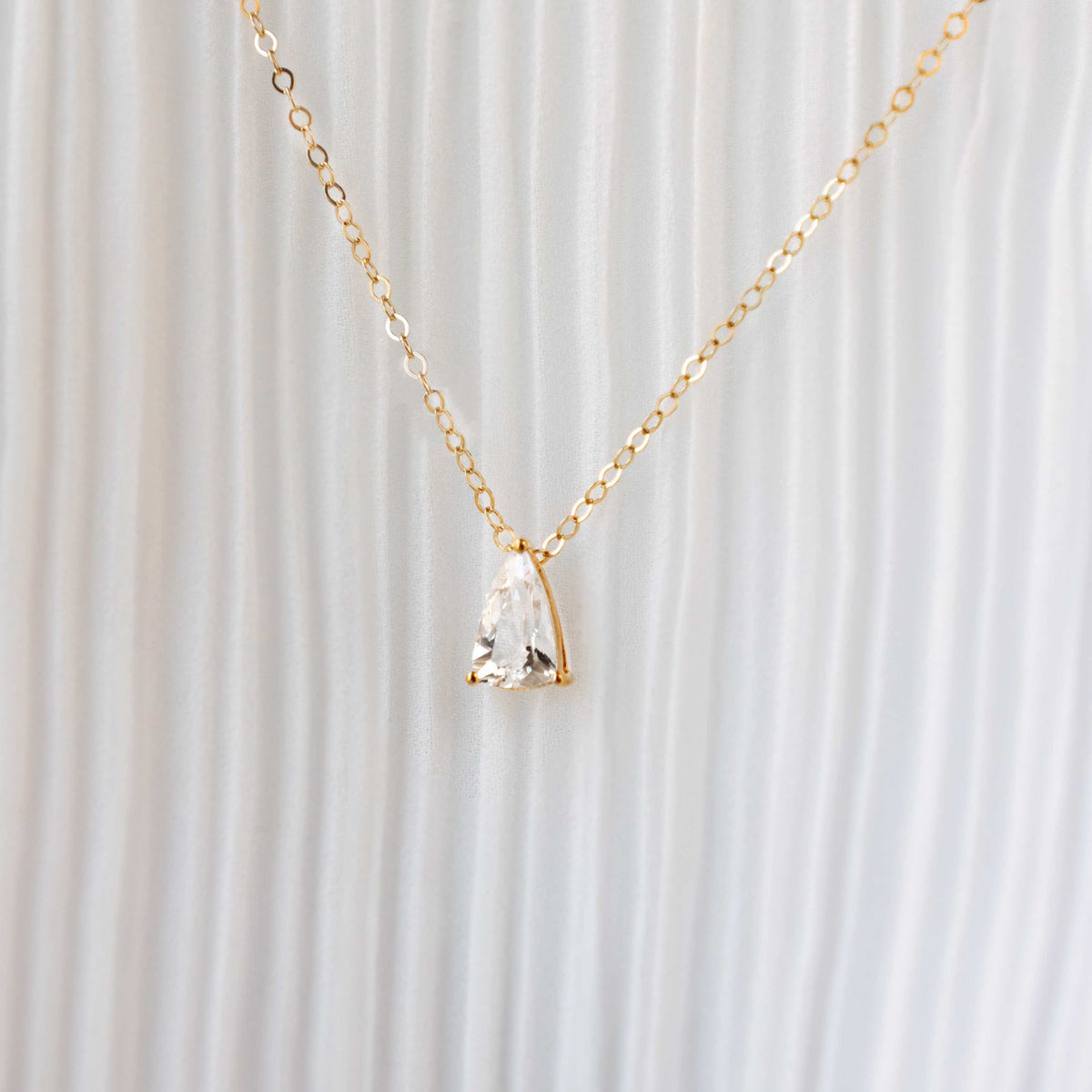 Clear Quartz Necklace in 14k Gold Filled Chain