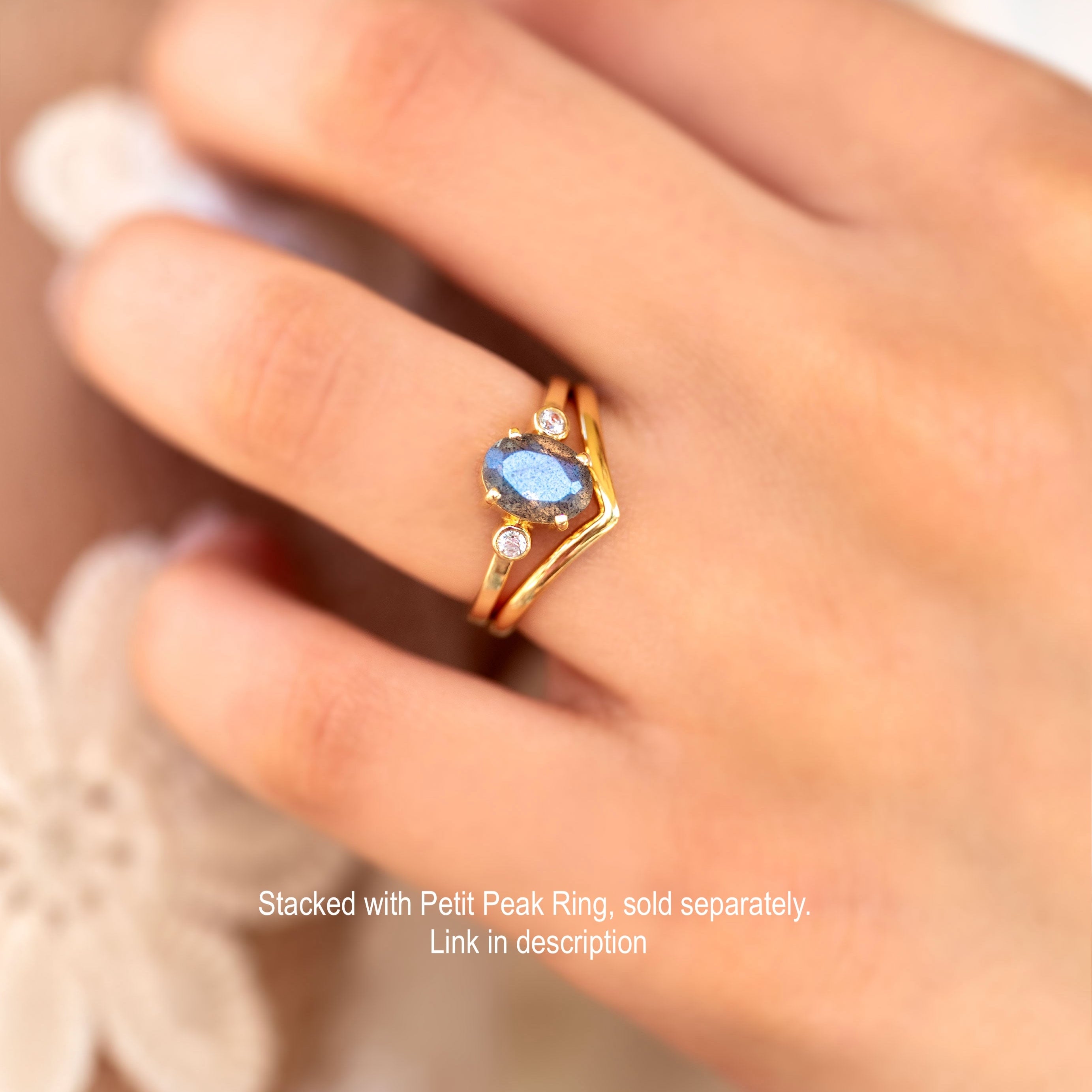 Labradorite Ring Gold - Mae by Veatge