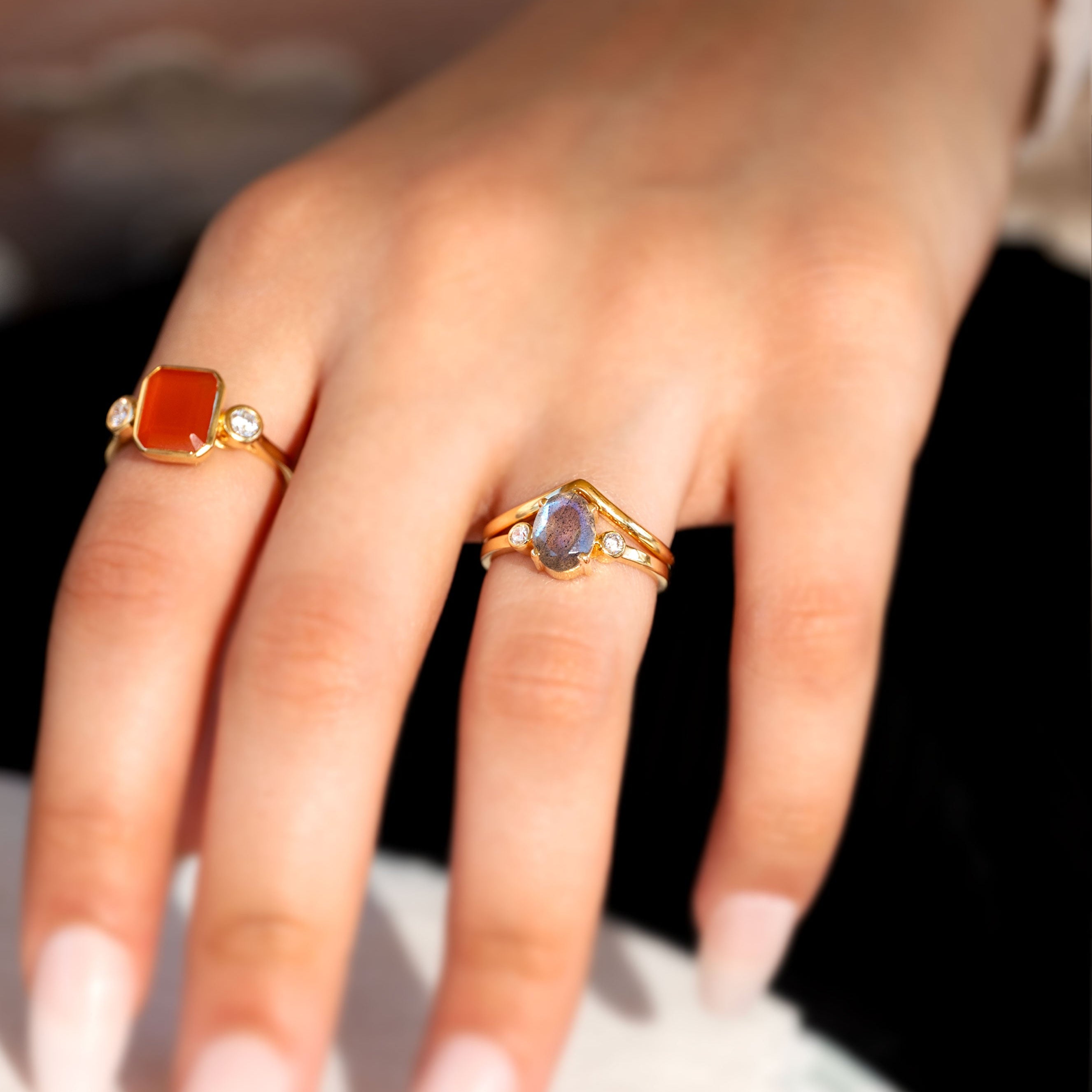Labradorite Ring Gold - Mae by Veatge