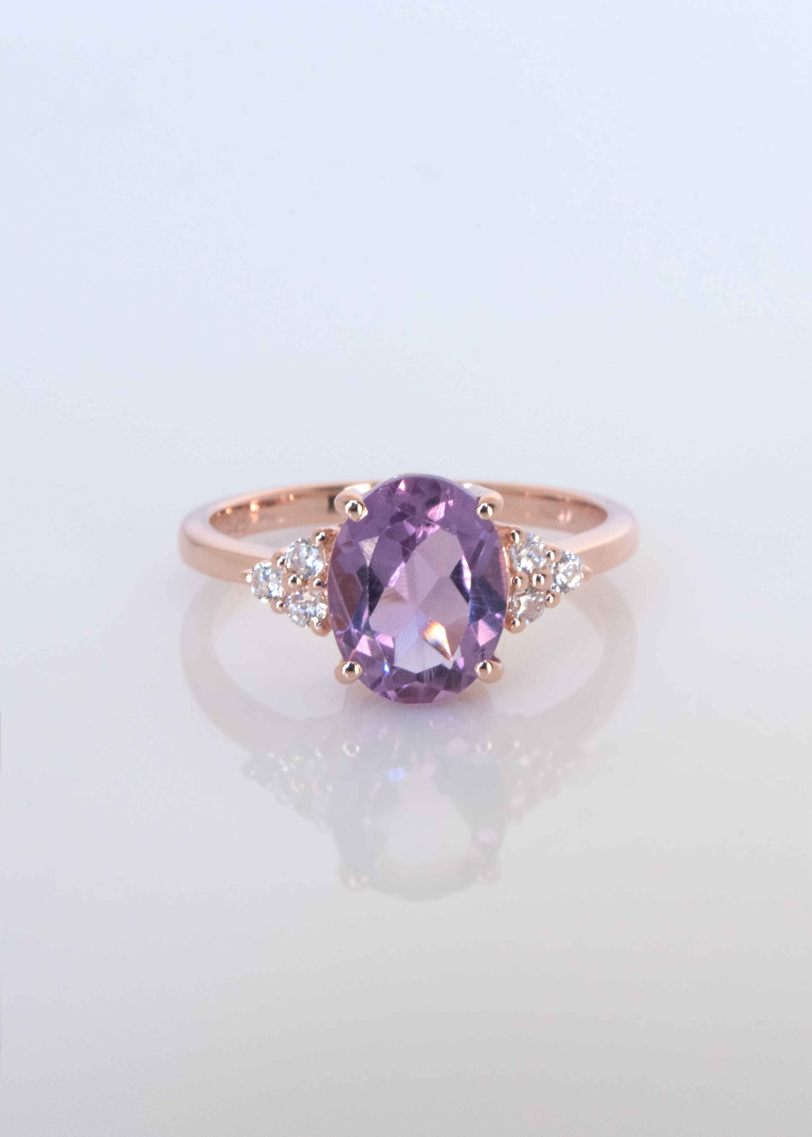 Fleur Genuine Amethyst Rose Gold Ring