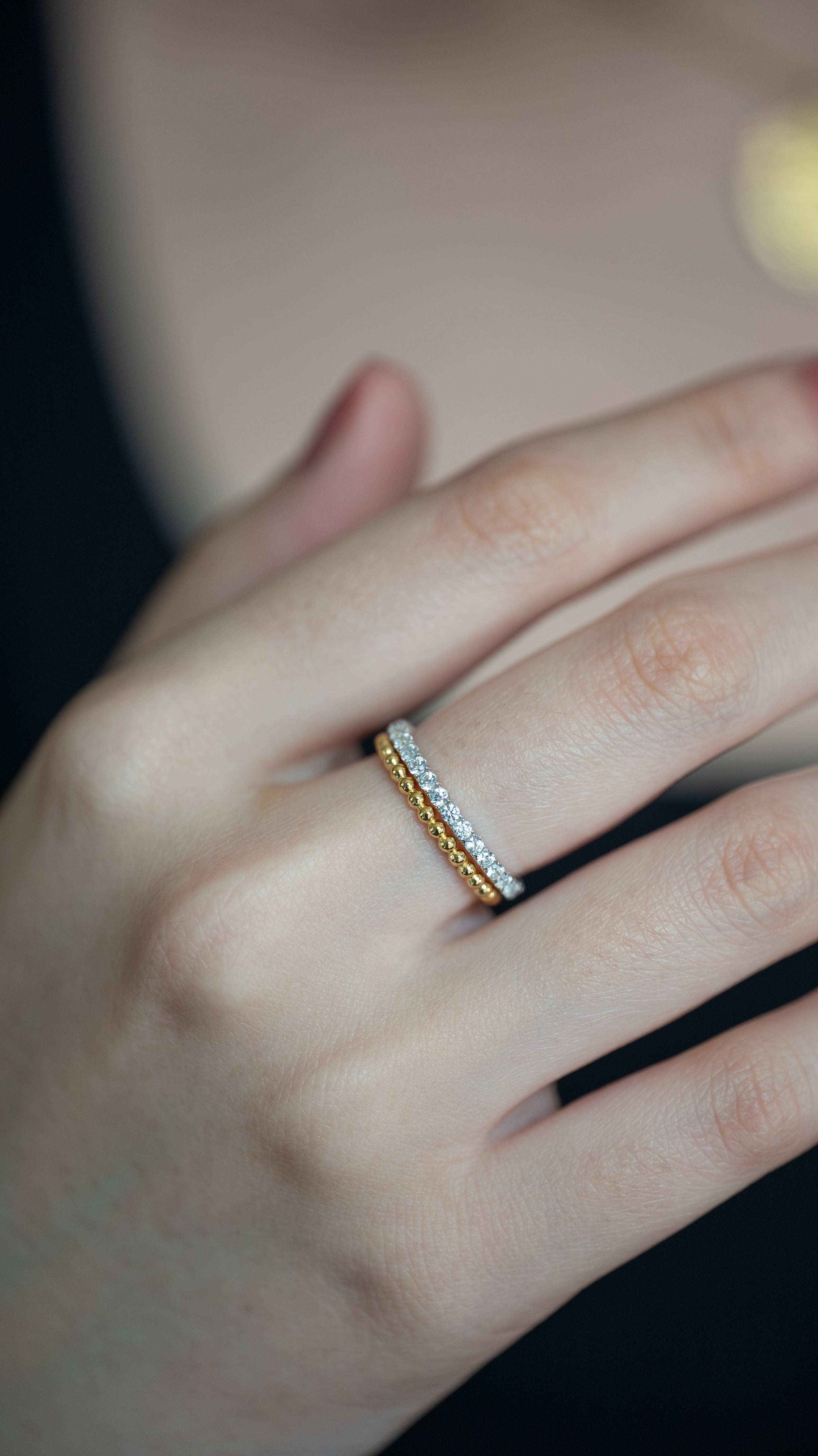 Beaded Gold Stacking Ring