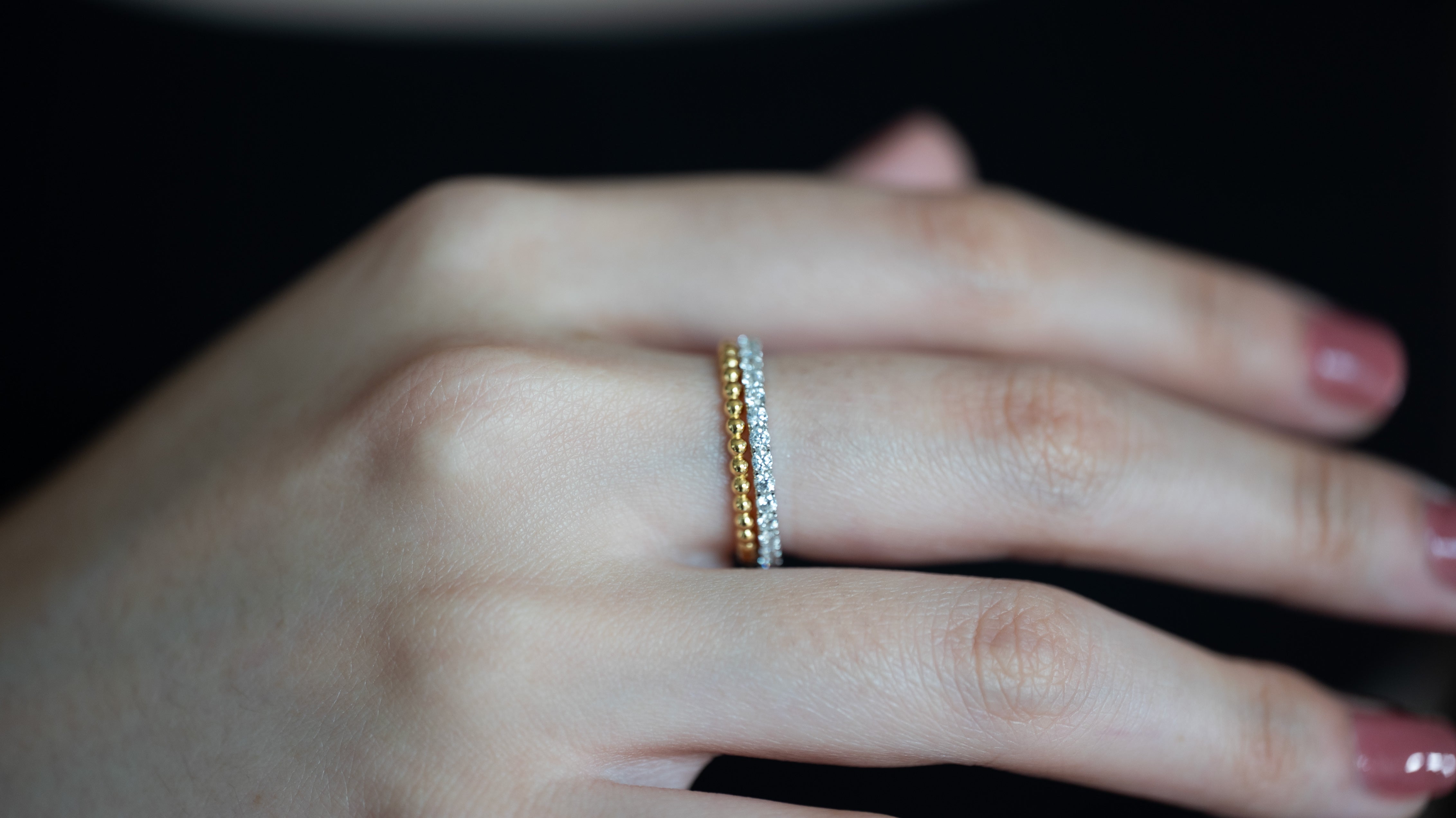 Beaded Gold Stacking Ring