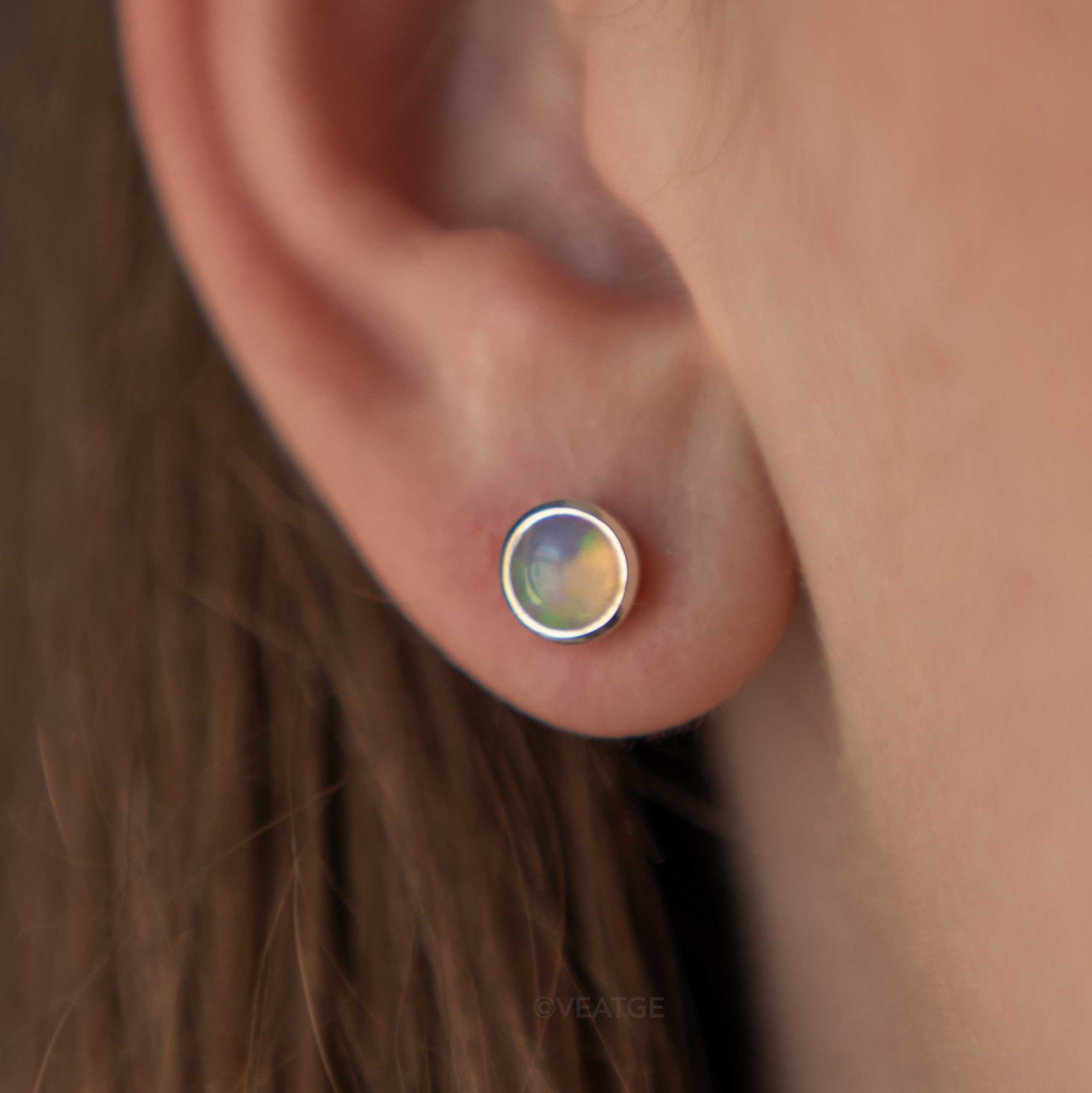 Genuine Real Opal Studs in Sterling Silver 925 October Birthstone Birthday Gifts for Women
