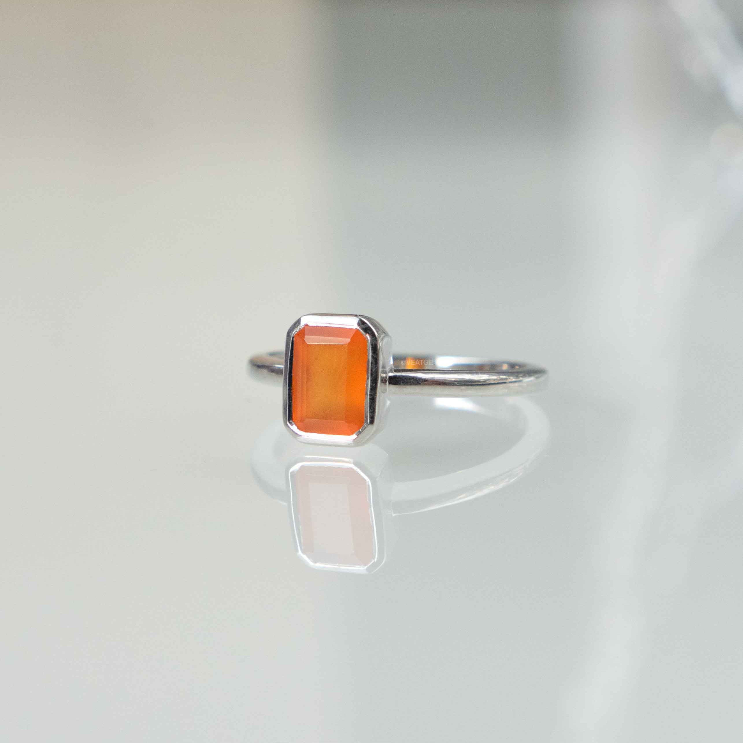 Pure Carnelian Ring sterling silver, High Grade Natural Gemstone Ring, Unisex Ring, Real Carnelian Ring Low Profile, Promise Ring Gifts