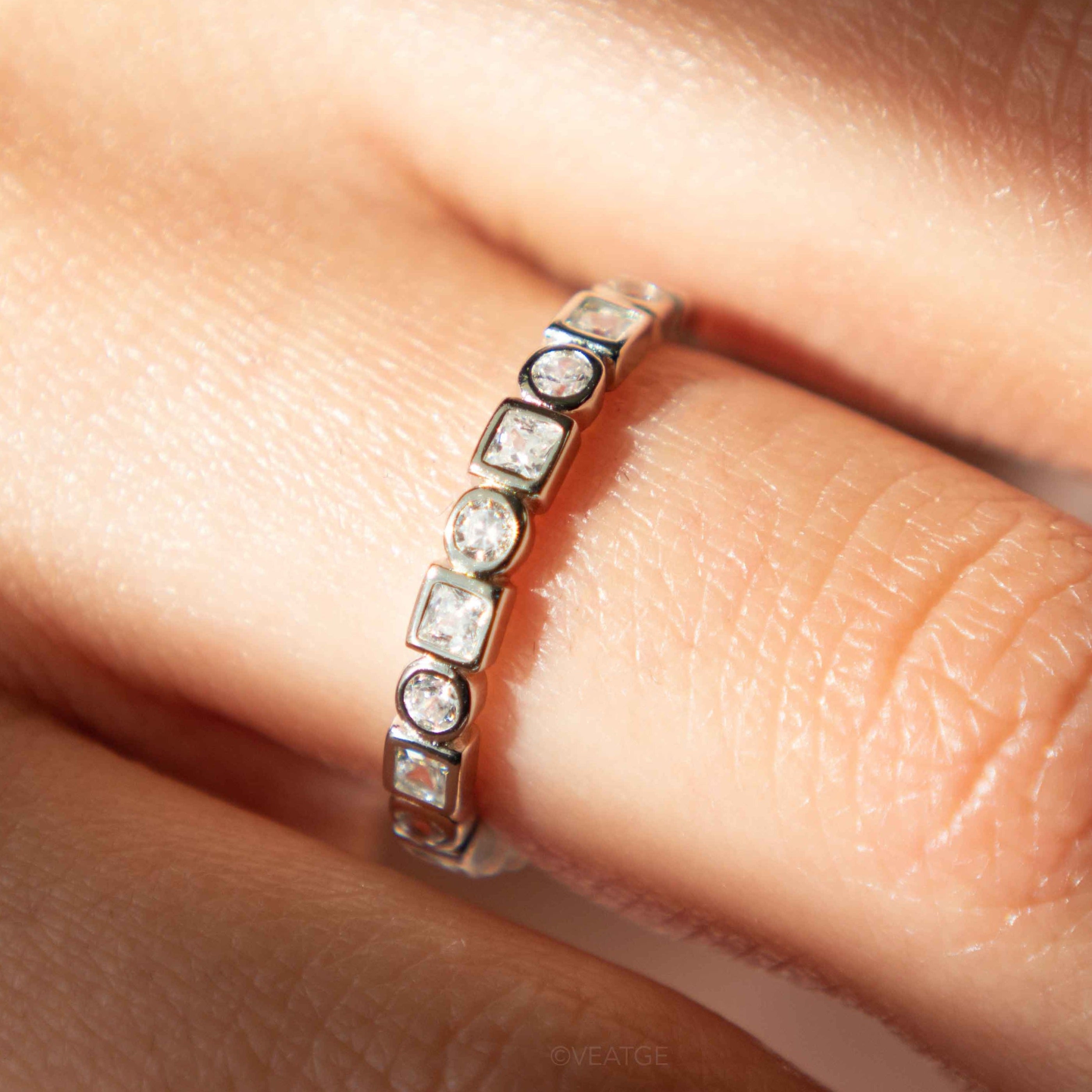 Bezel Set Full Eternity Band Ring Silver
