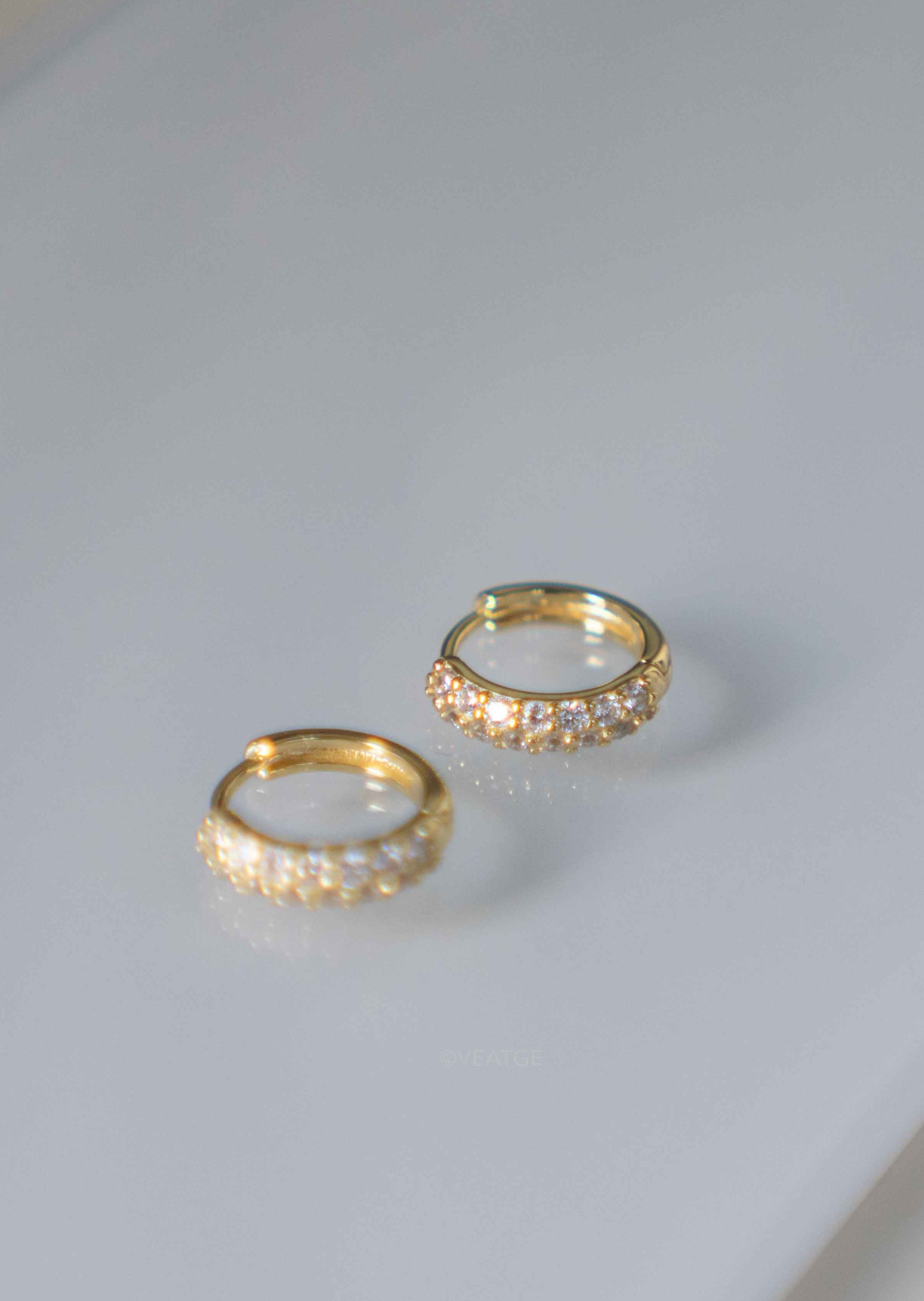 Small Gold Pave Huggie Hoop Earrings