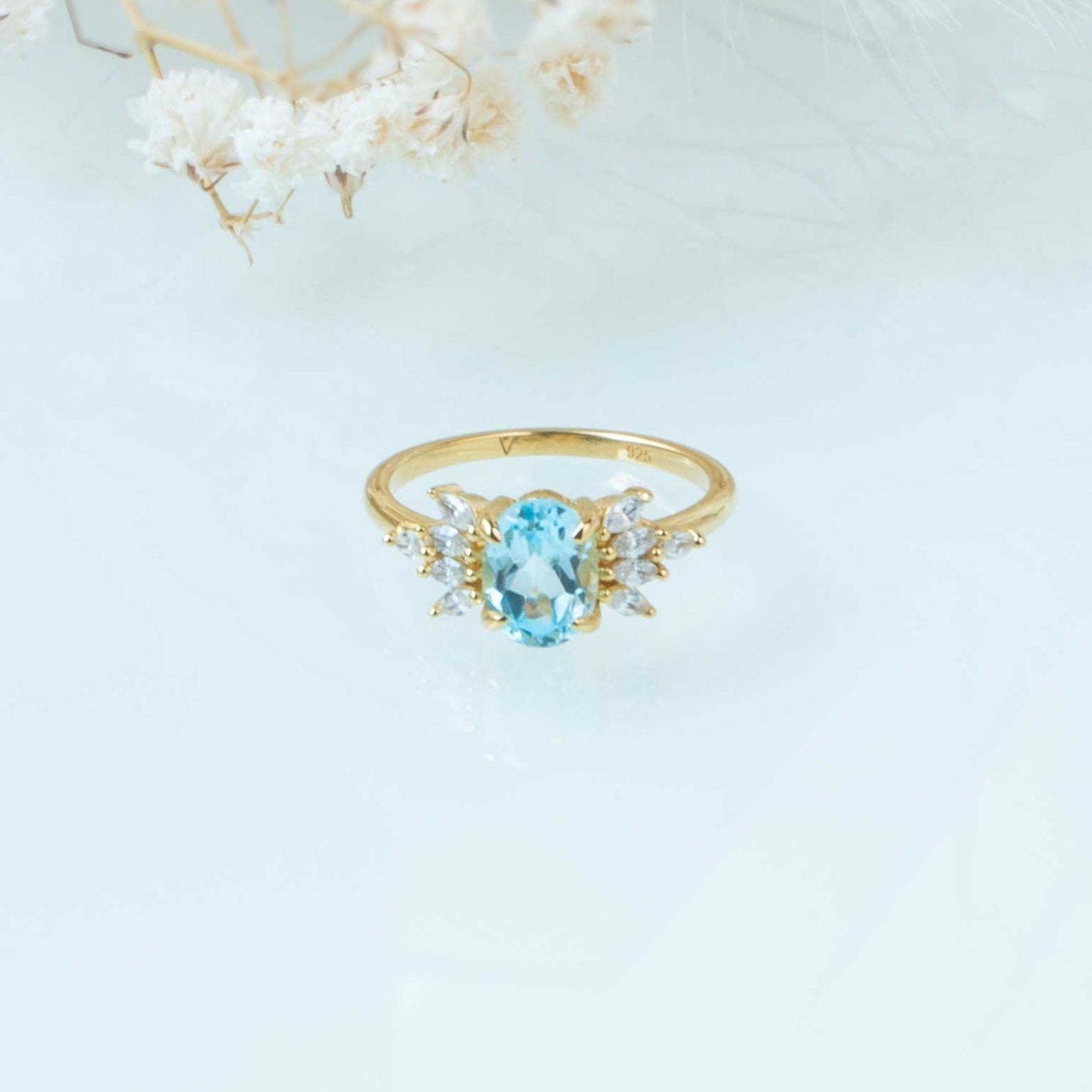 Bow Blue Topaz Ring Gold Vermeil