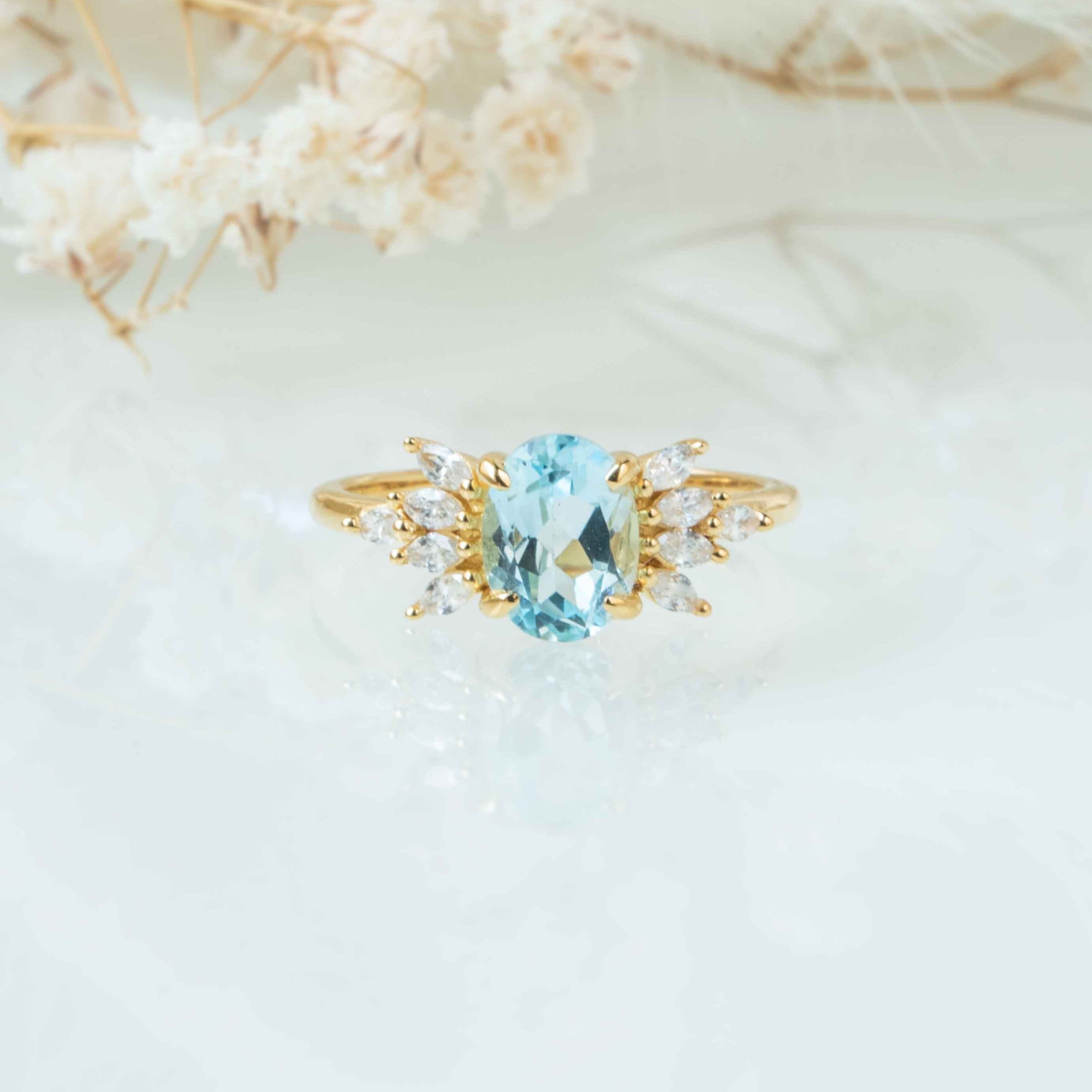 Bow Blue Topaz Ring Gold Vermeil