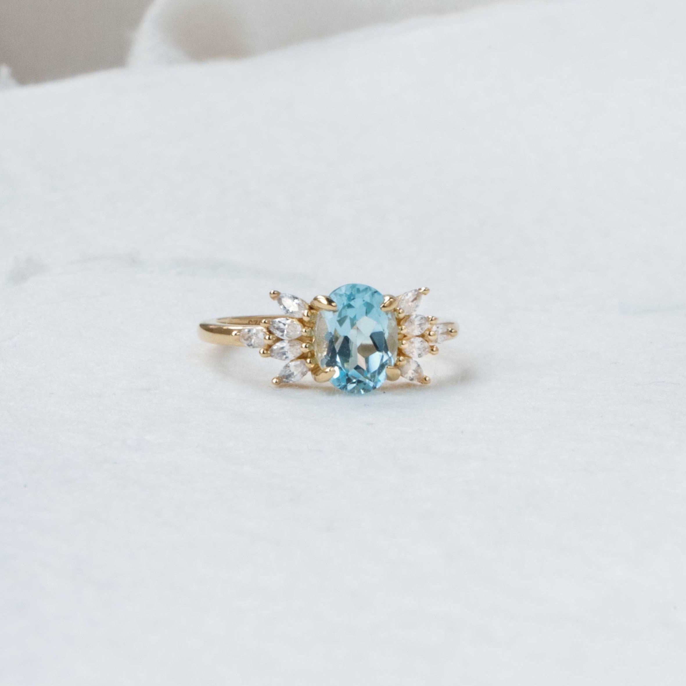 Bow Blue Topaz Ring Gold Vermeil