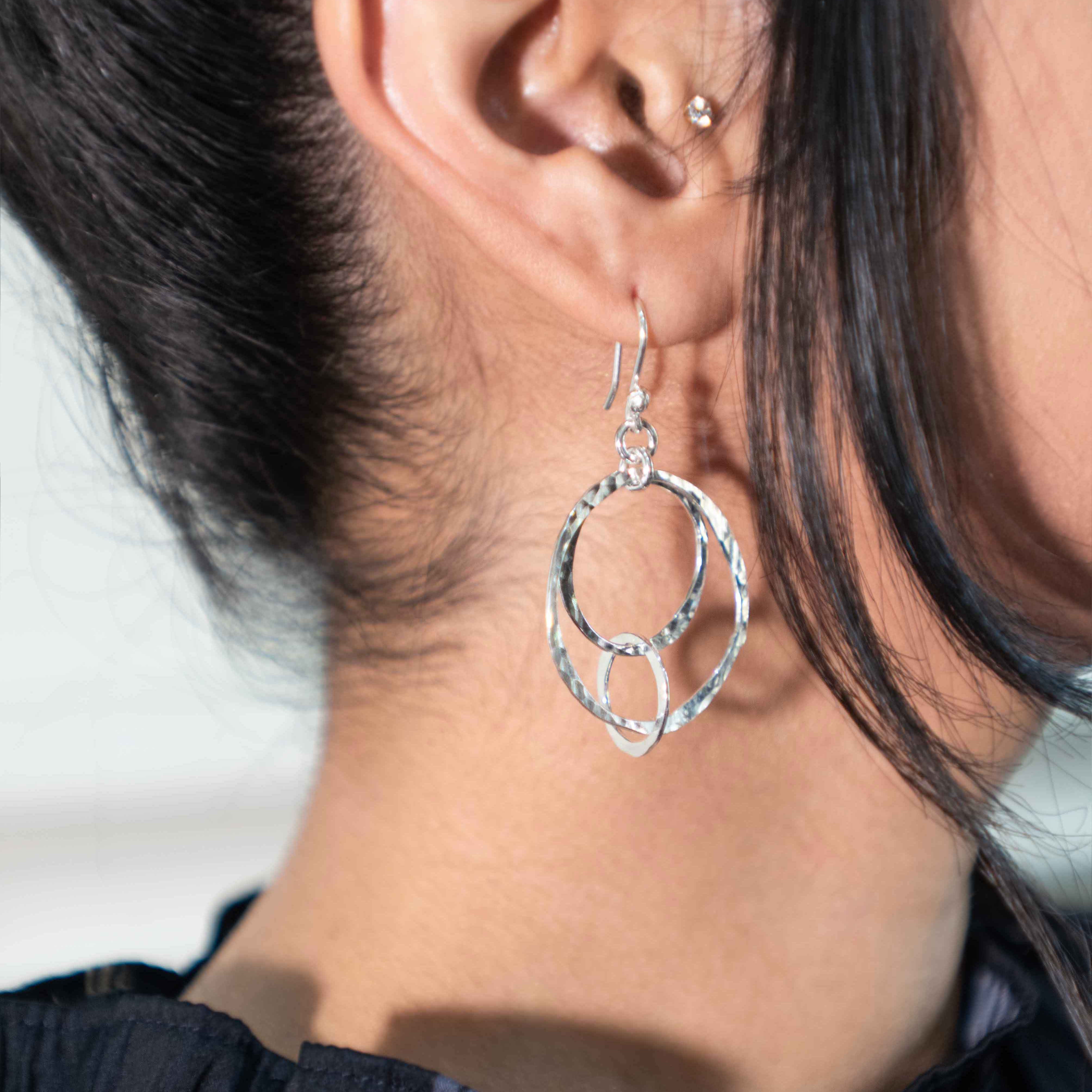 Elena Silver Dangle Earrings for Women, Unique Handmade Jewelry Gifts for Mom Sister Best Friend