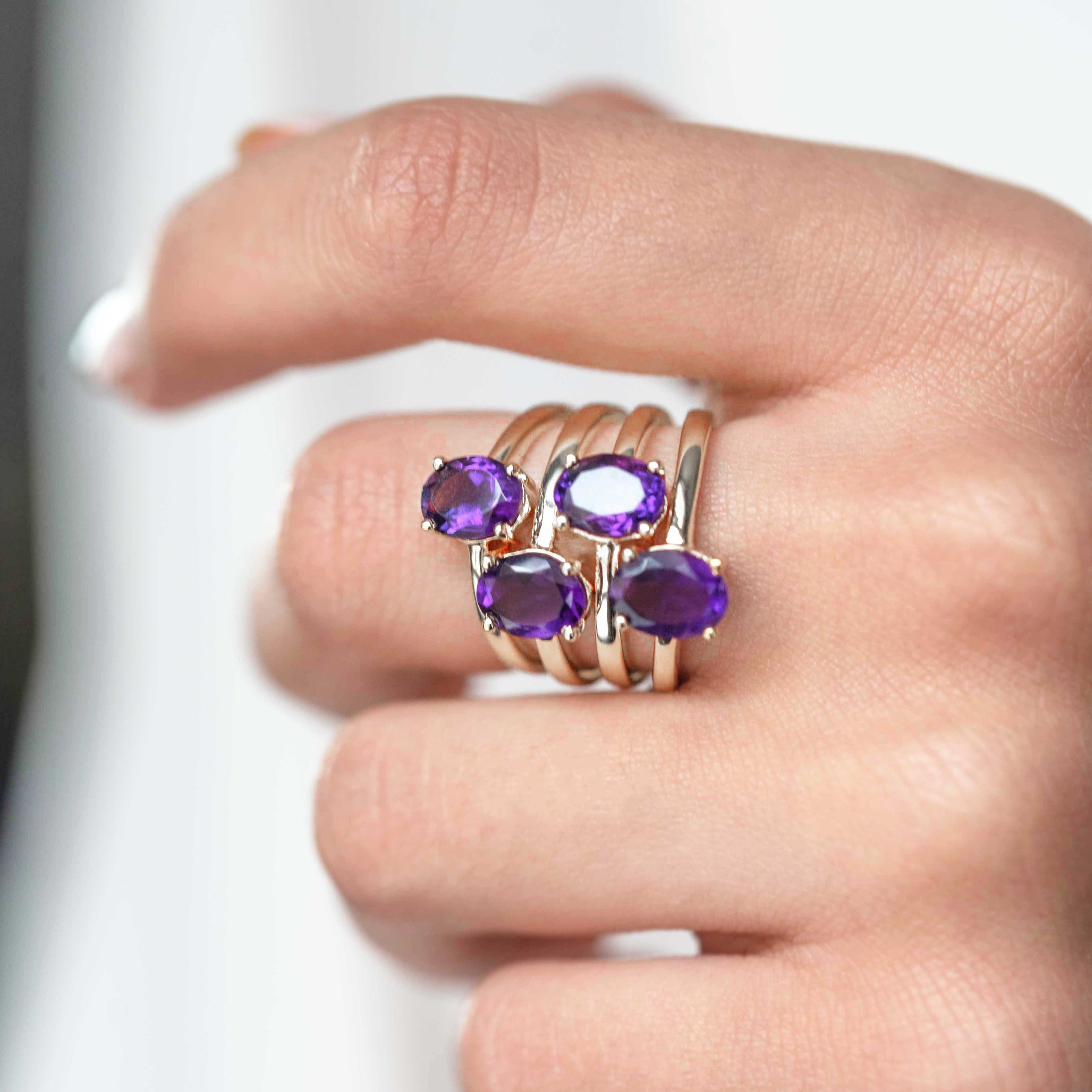 Signature Oval Dark Amethyst Ring Sterling Silver