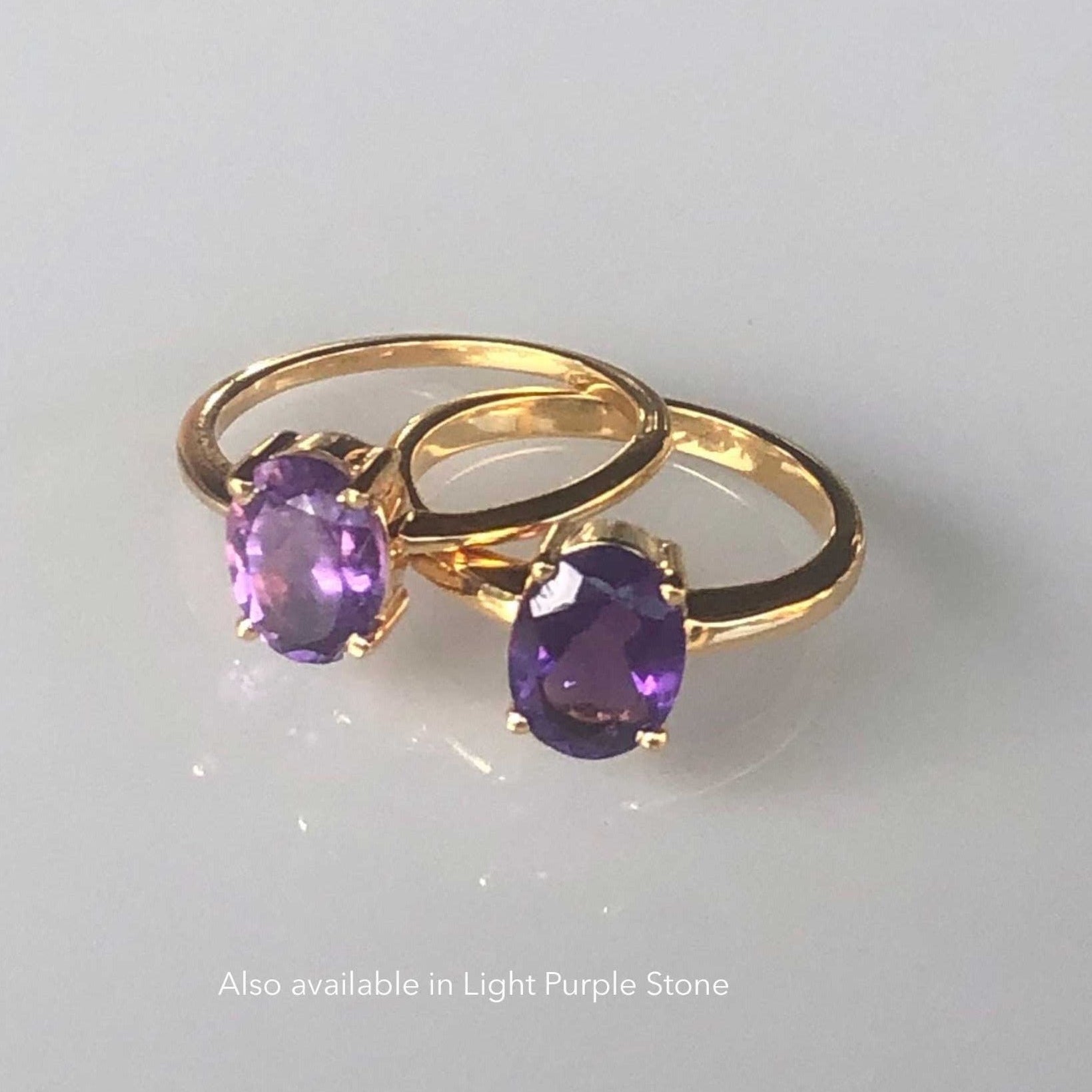 Signature Oval Dark Amethyst Ring Gold