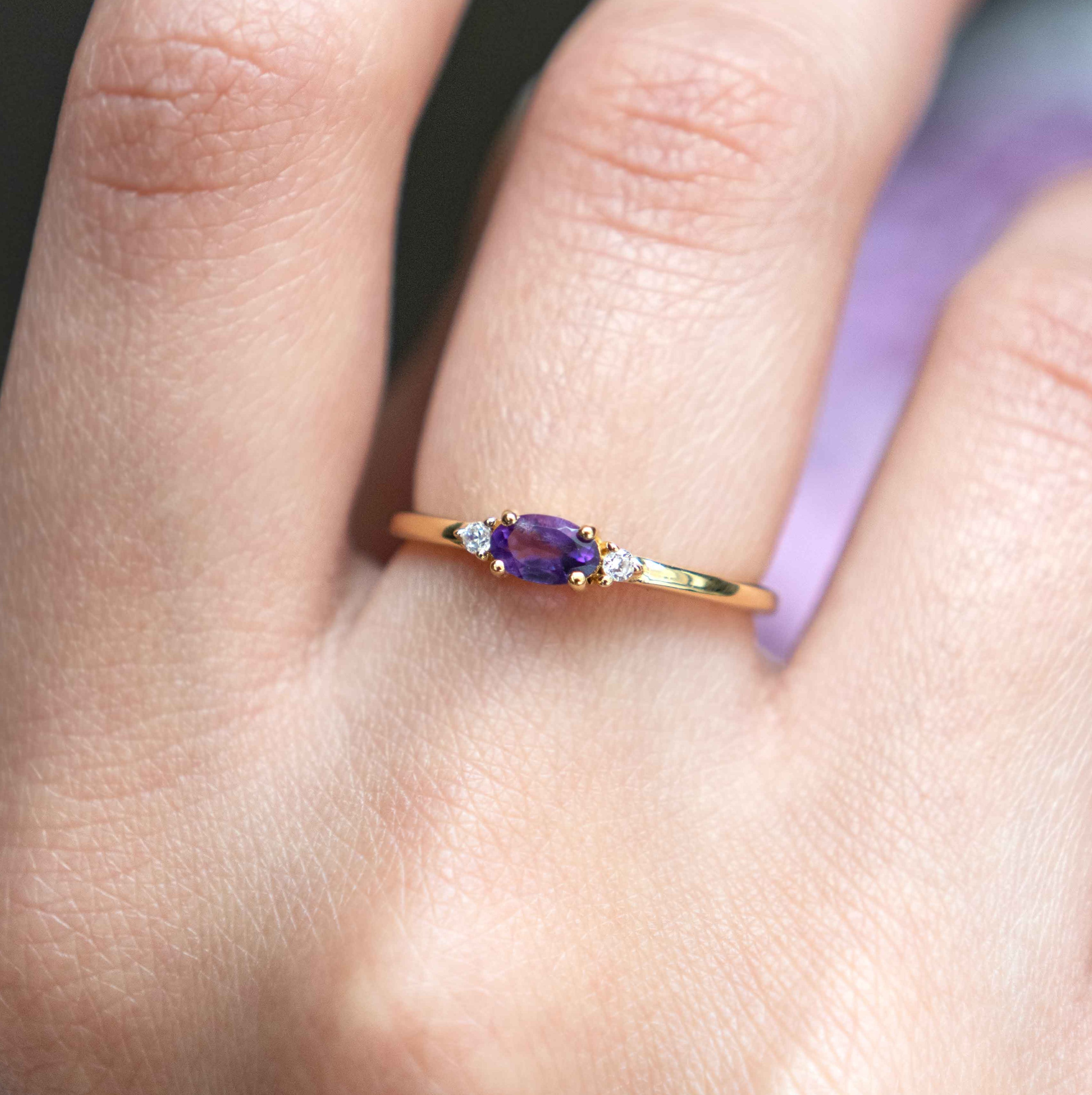 February Birthstone - Amethyst Stacking Ring