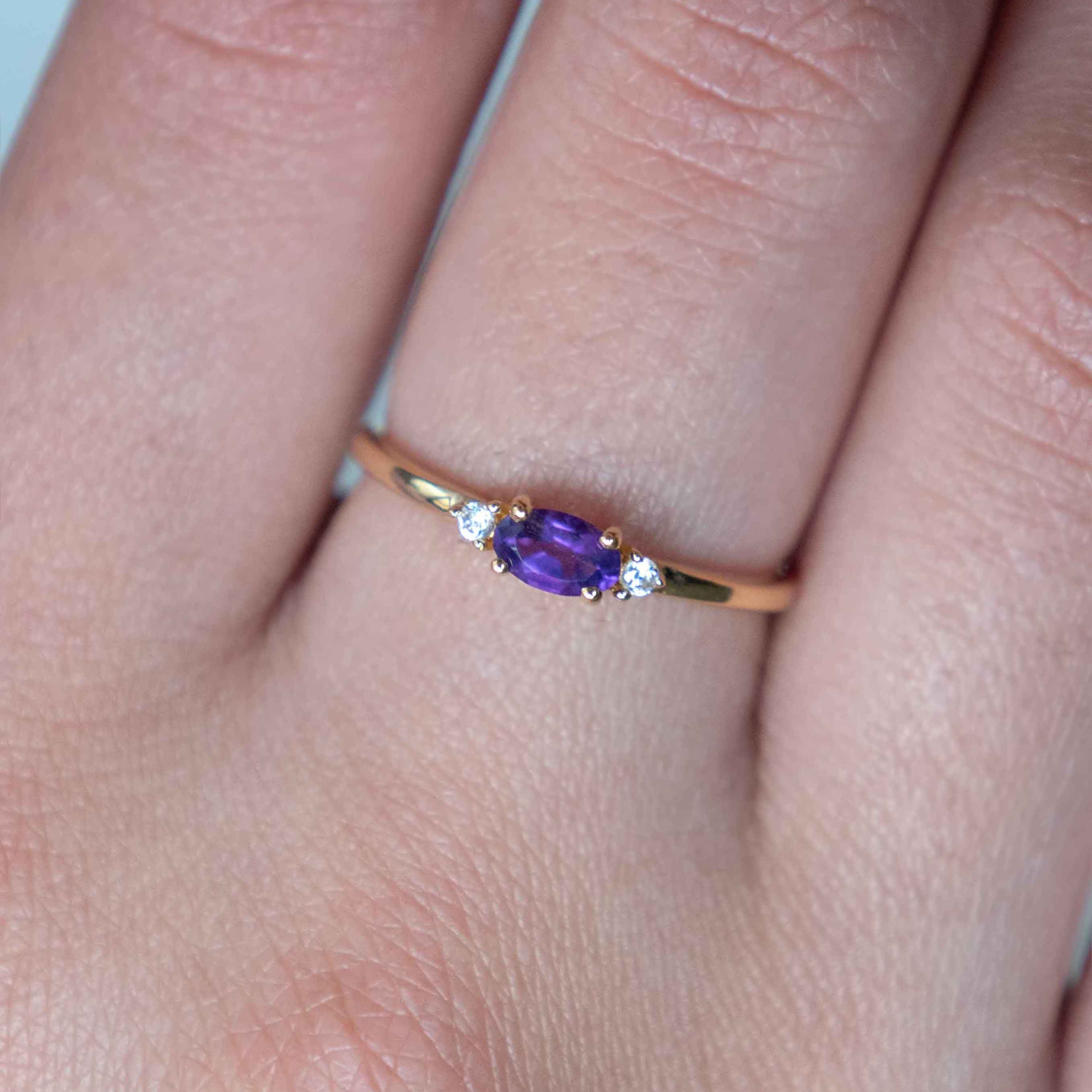 February Birthstone - Amethyst Stacking Ring