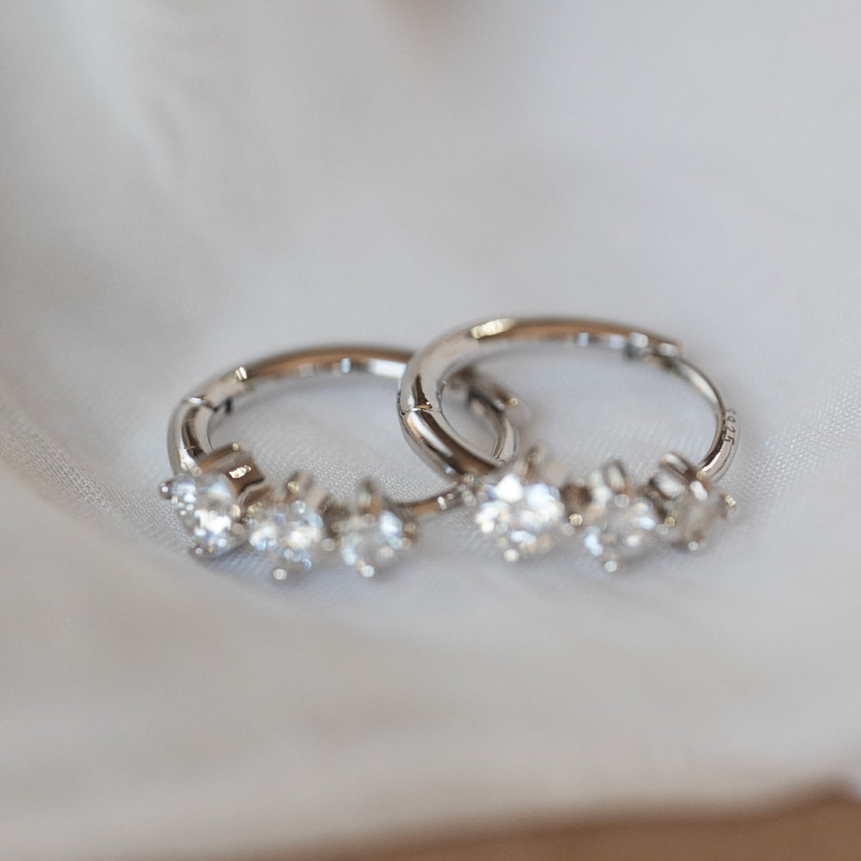 Moissanite Diamond Huggie Hoop Earrings Sterling Silver 925, Dainty minimalist silver hoops for girls, second piercing hoops