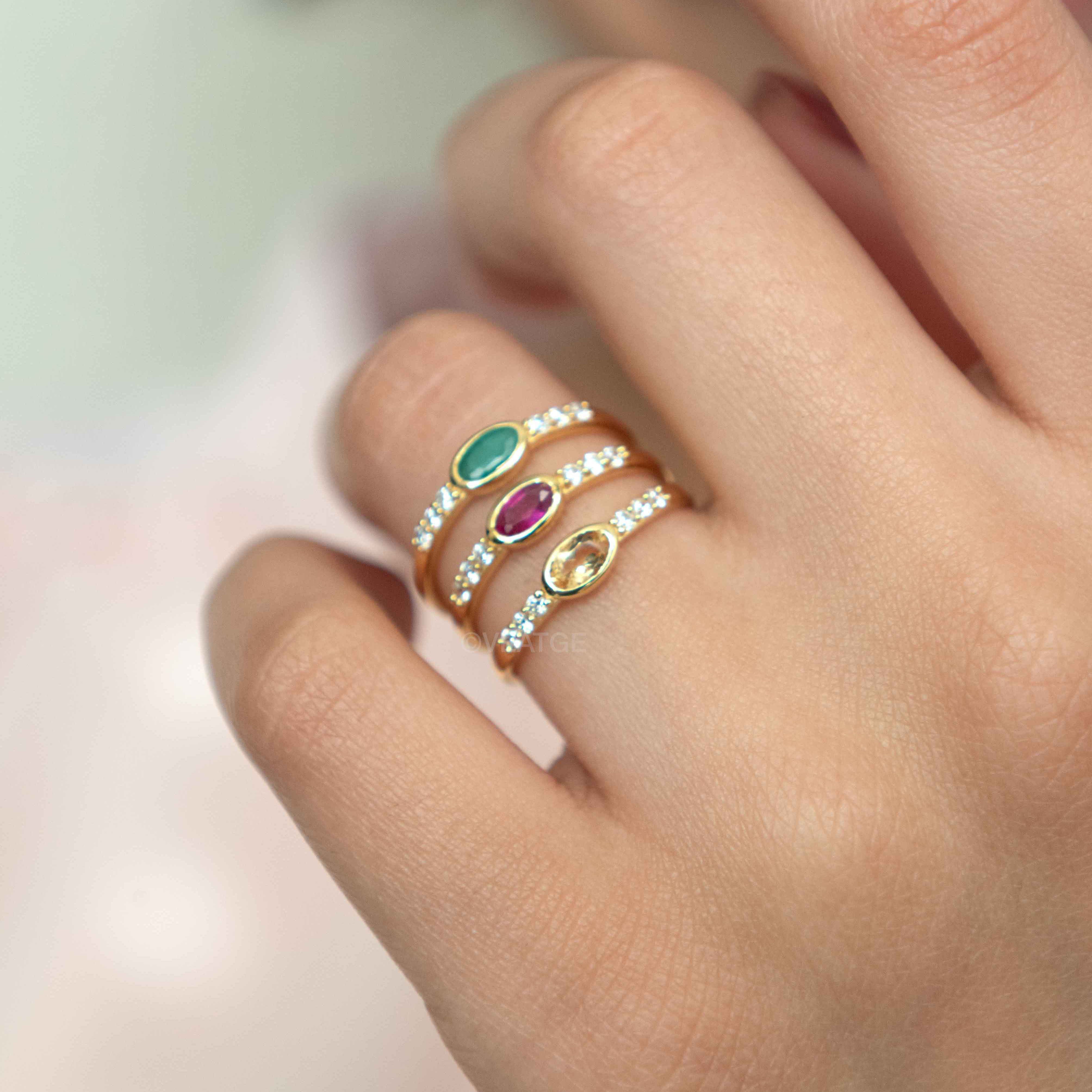 Emerald Stacking Band Ring