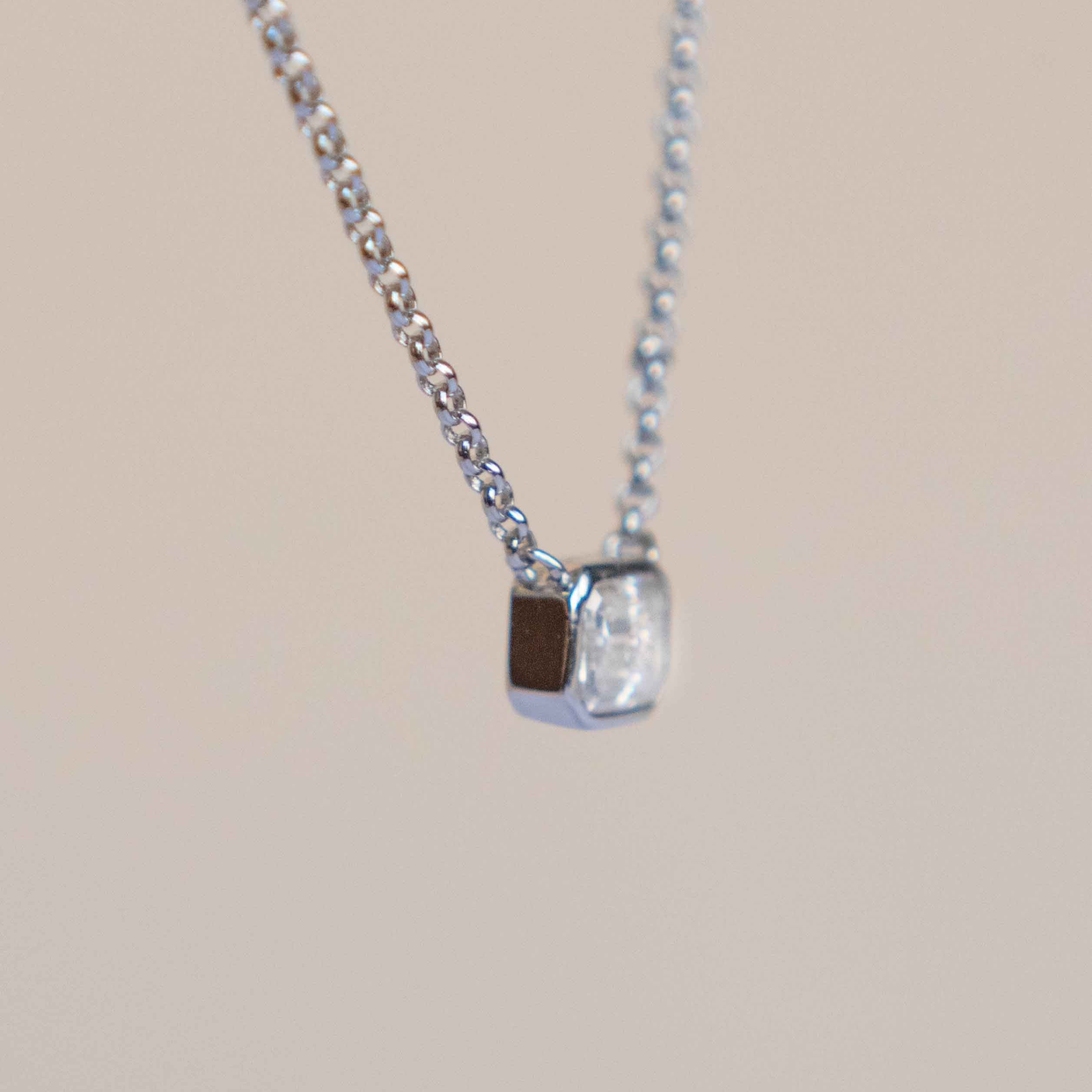 1ct Emerald Cut Moissanite Necklace, Sterling Silver Moissanite Pendant, Emerald Cut Moissanite Necklace for Women, engagement Necklace
