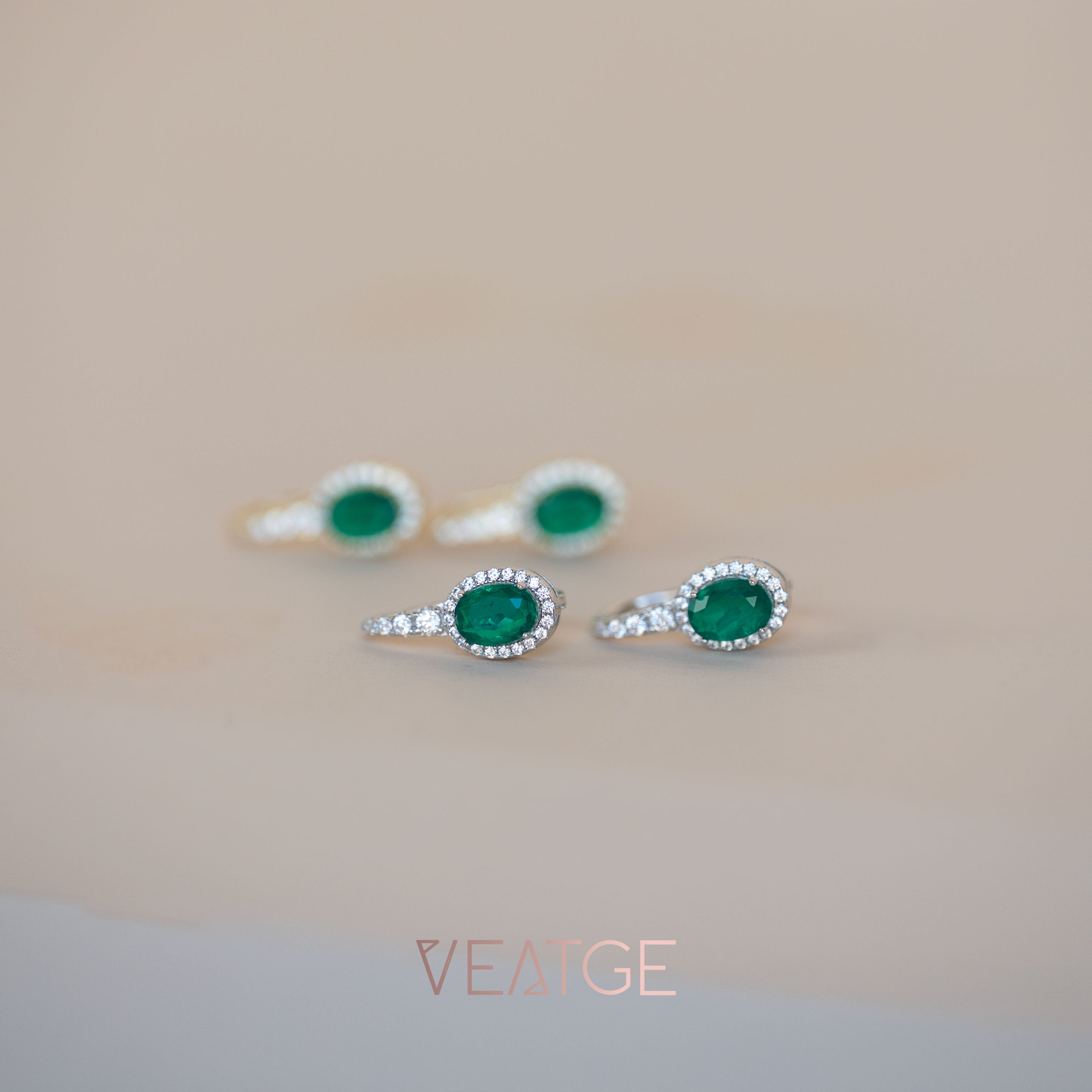 Emerald Halo Drop Earringsin Sterling Silver and 14k Gold Vermeil, May Birthstone Jewelry, Elegant Gift for Mom Wife Birthday, Green Emerald