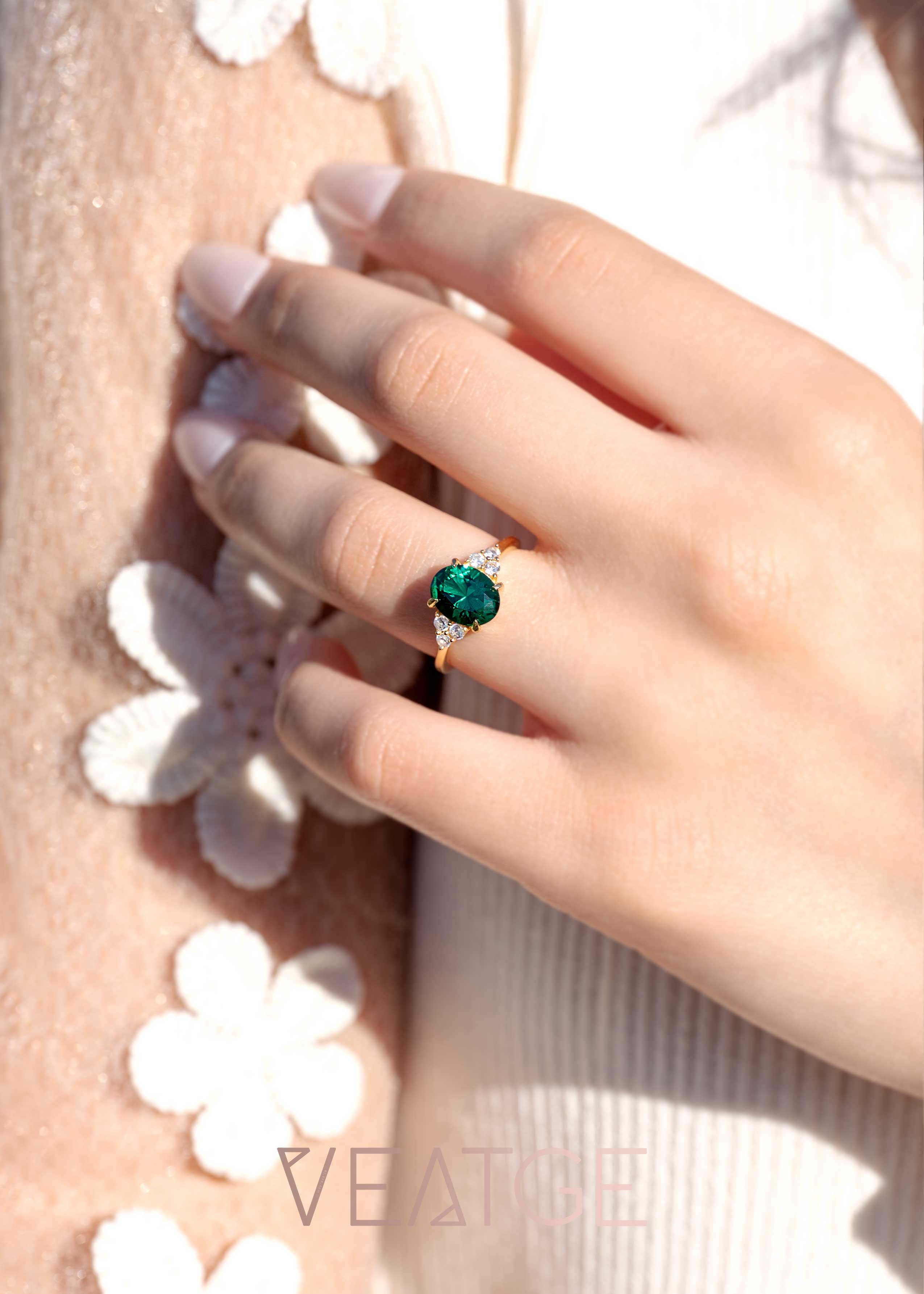Emerald Ring Gold - Fleur