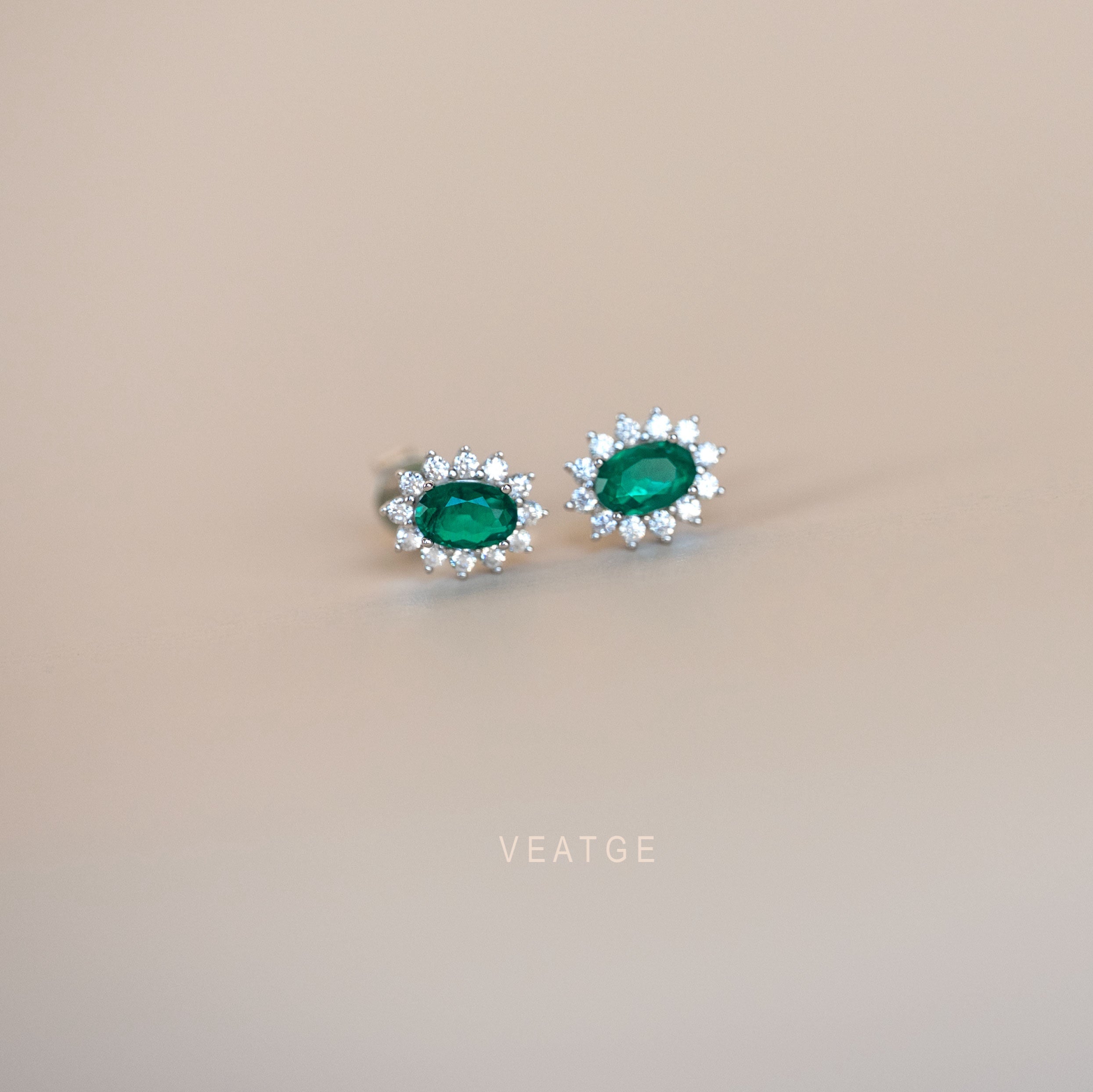 Emerald Stud Earrings, Sterling Silver and Gold Vermeil, Green May Birthstone Jewelry, Birthday Gifts, Vintage Elegant Gift for Mom Wife Her