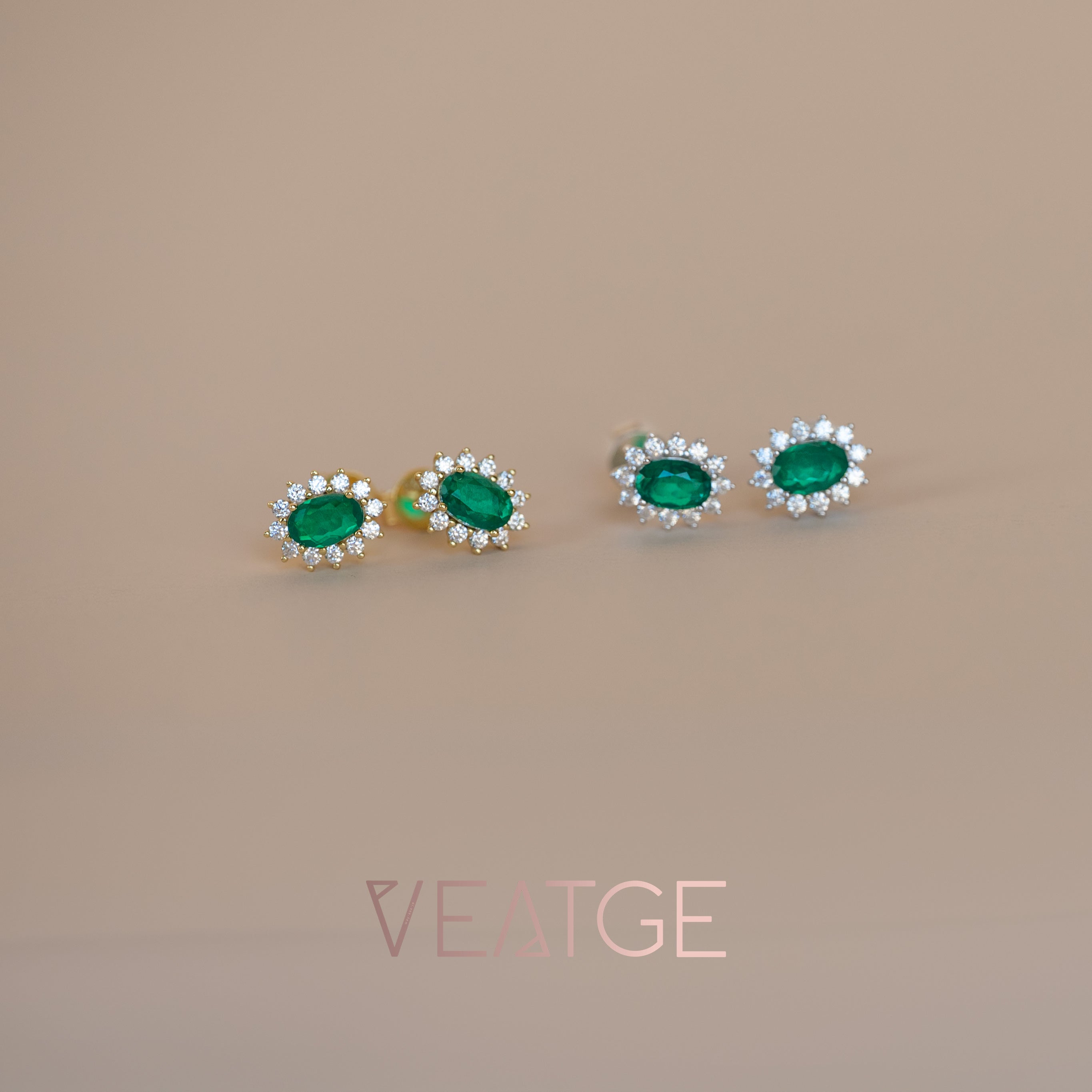 Emerald Stud Earrings, Sterling Silver and Gold Vermeil, Green May Birthstone Jewelry, Birthday Gifts, Vintage Elegant Gift for Mom Wife Her