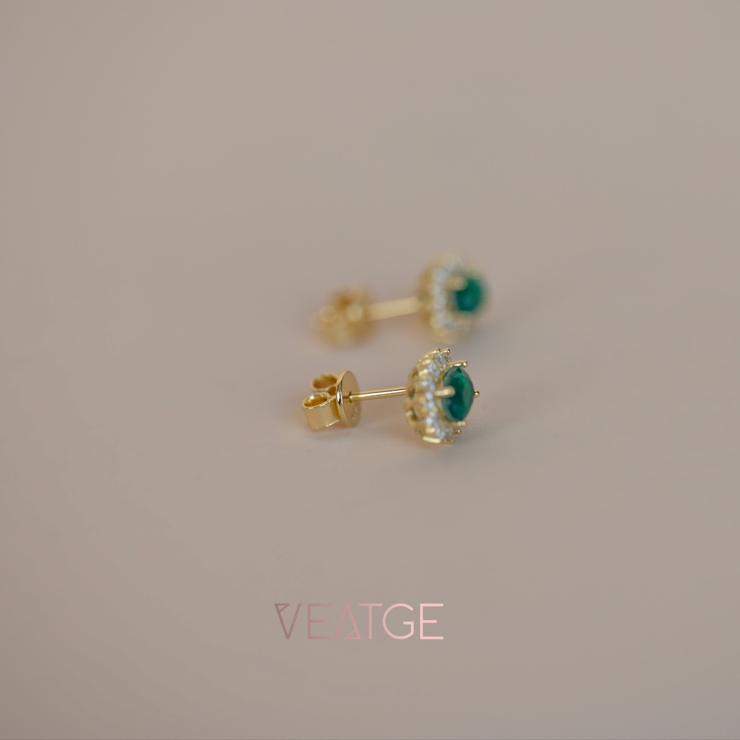 Emerald Stud Earrings, Sterling Silver and Gold Vermeil, Green May Birthstone Jewelry, Birthday Gifts, Vintage Elegant Gift for Mom Wife Her