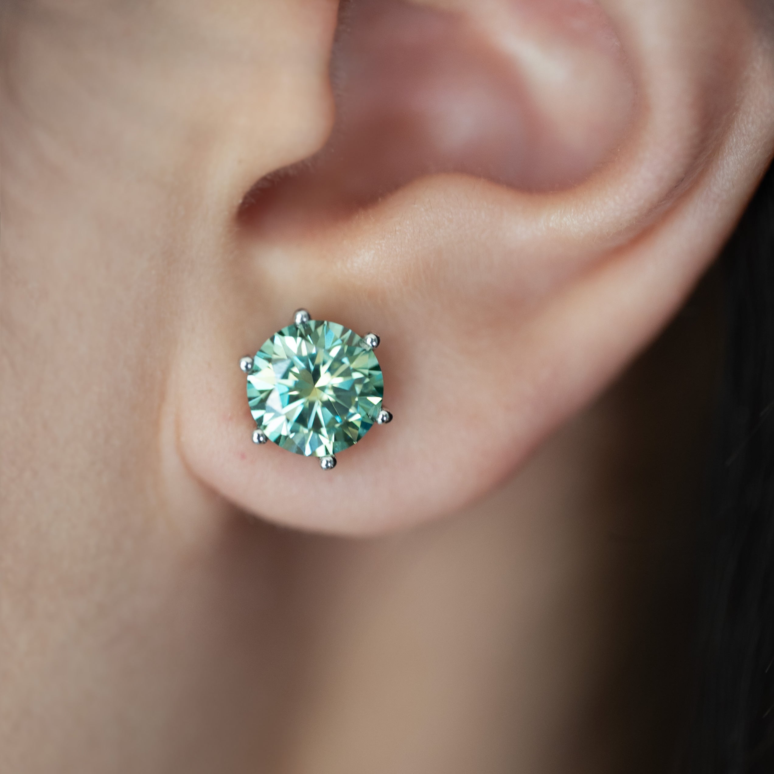 Emerald Green Moissanite Diamond Stud Earrings 2ct 2carat large statement